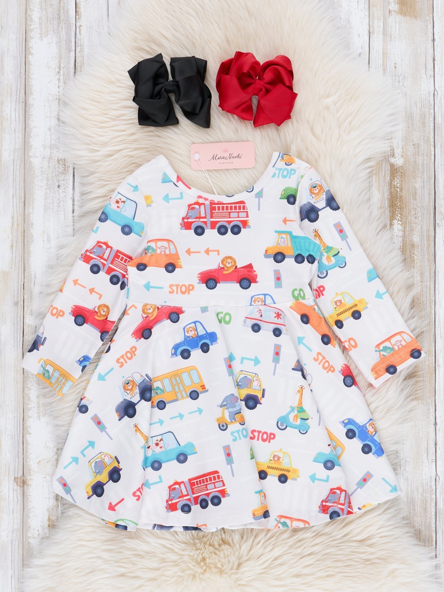 Colorful Wheels Swing Dress - Marie Nicole Clothing