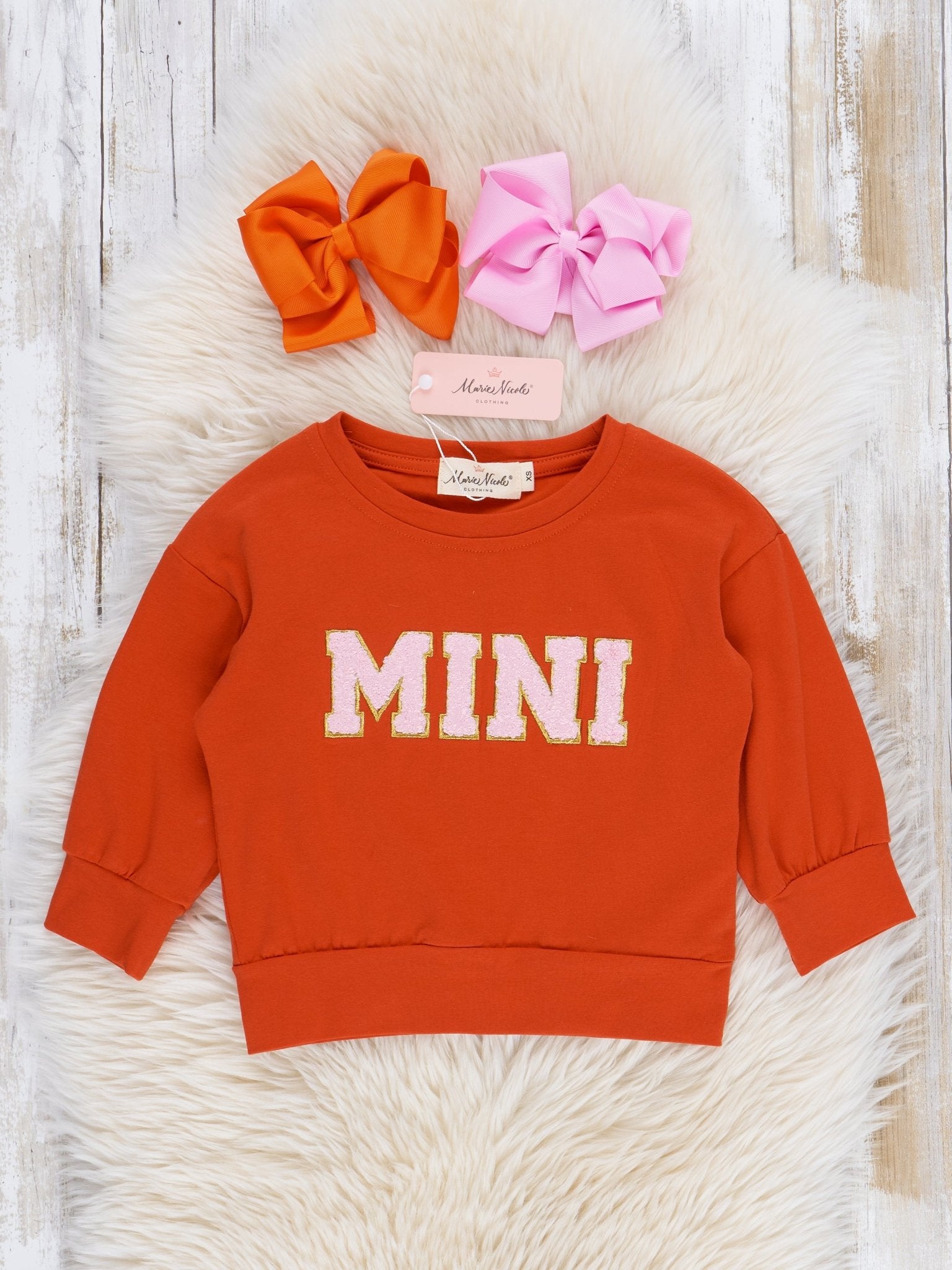 Mom & Me Dark Orange "Mama/Mini" Crew Neck - Marie Nicole Clothing