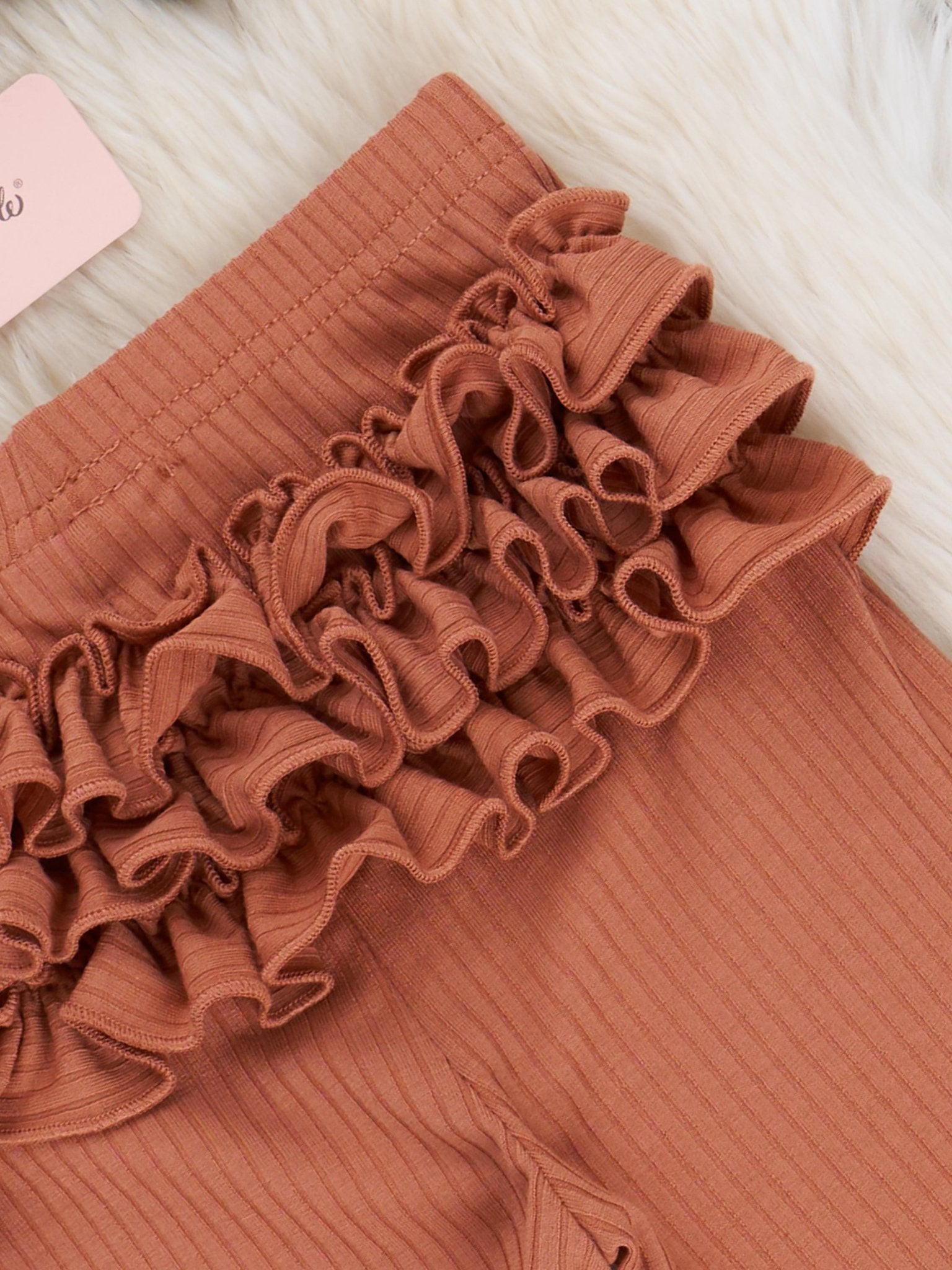 Copper Ribbed Ruffle Butt Leggings - Marie Nicole Clothing