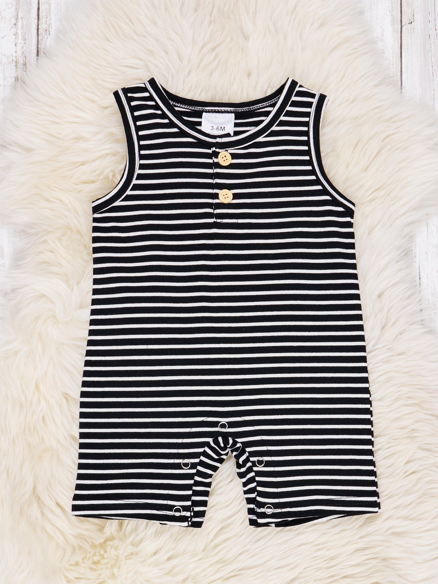 Black Striped Romper - Marie Nicole Clothing