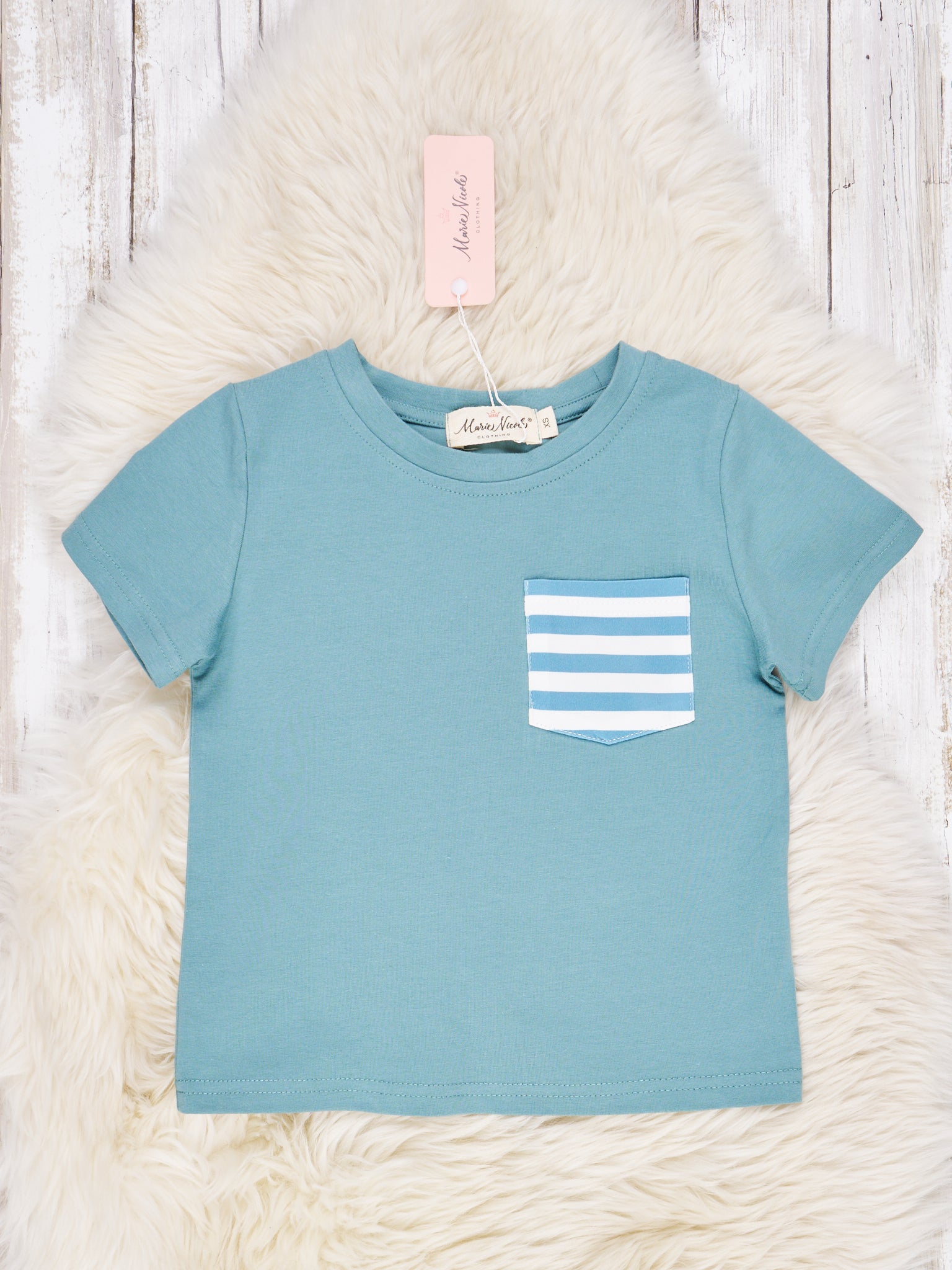 Blue Stripe Pocket Shirt - Marie Nicole Clothing