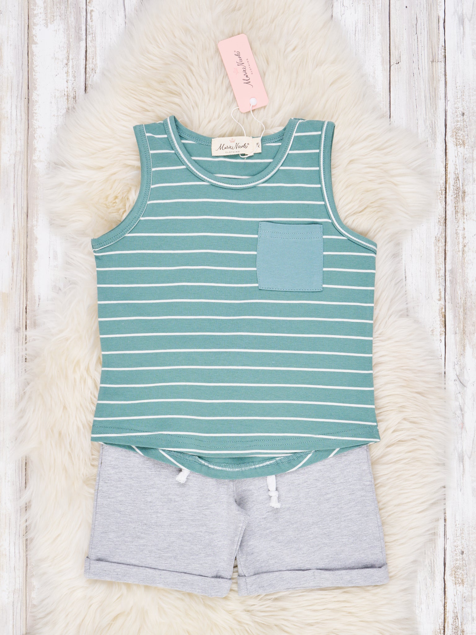 Striped Pocket Tank & Shorts Outfit - Marie Nicole Clothing