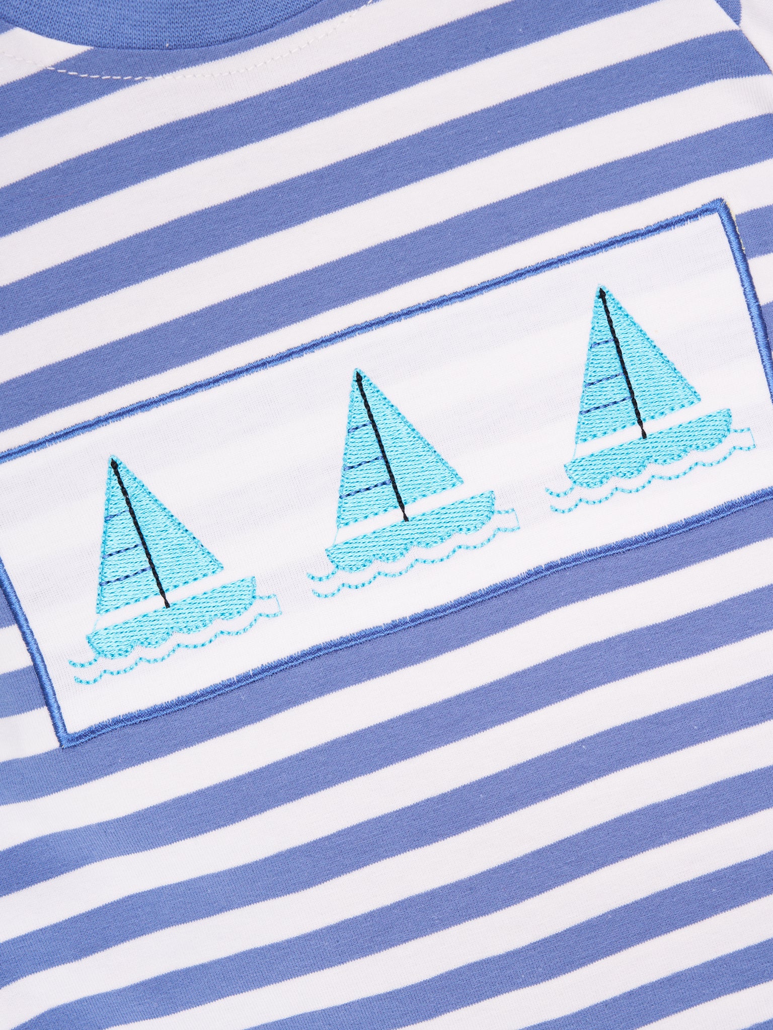 Smocked Stripe Sail Boat Romper - Marie Nicole Clothing