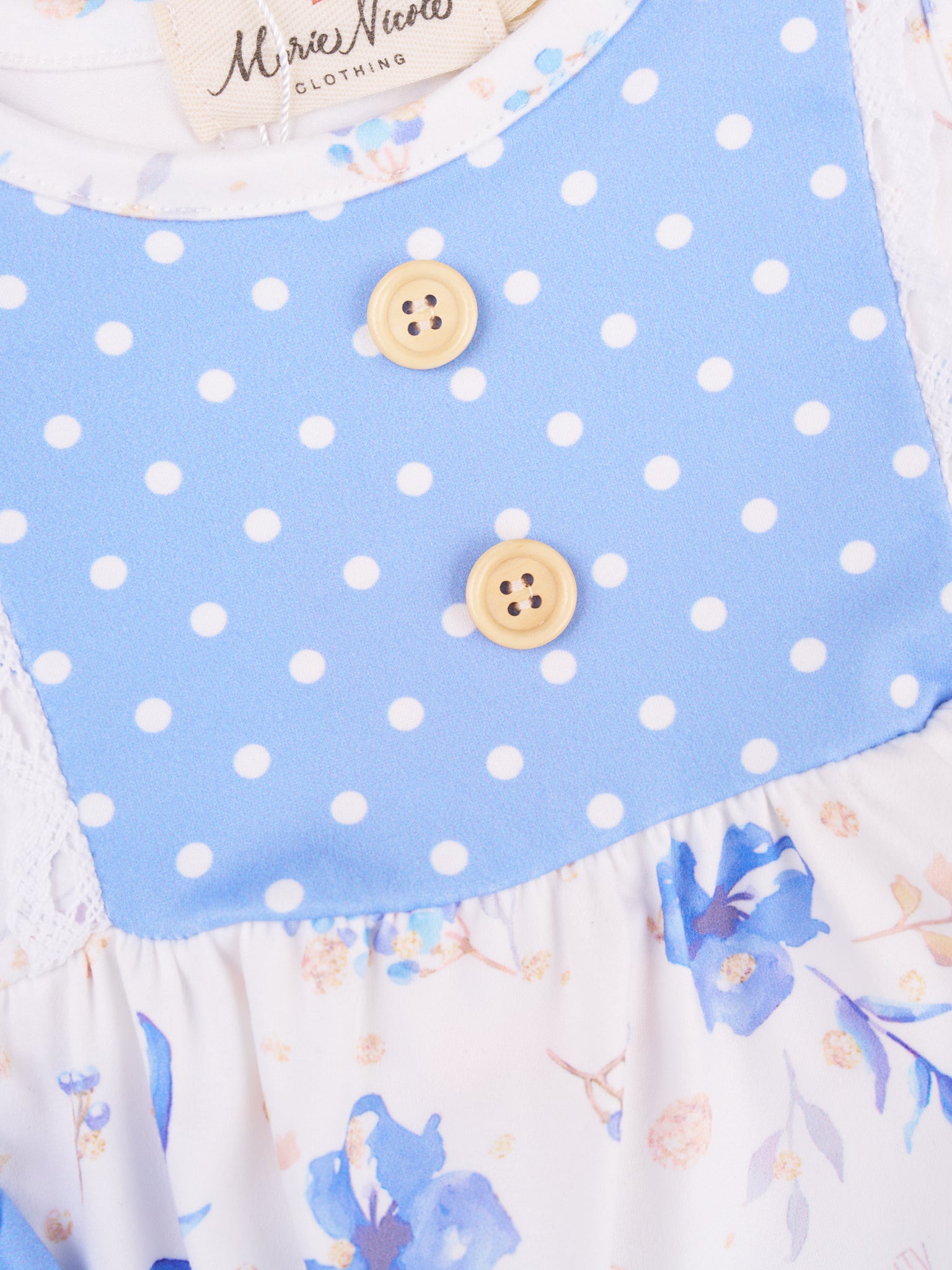 Polka Dot Cornflower Ruffle Outfit - Marie Nicole Clothing