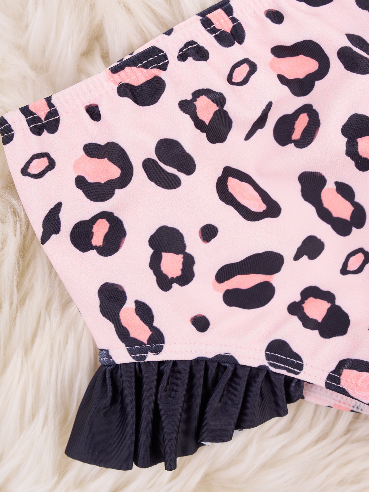 Peach Leopard Ruffle Tie Swimsuit - Marie Nicole Clothing