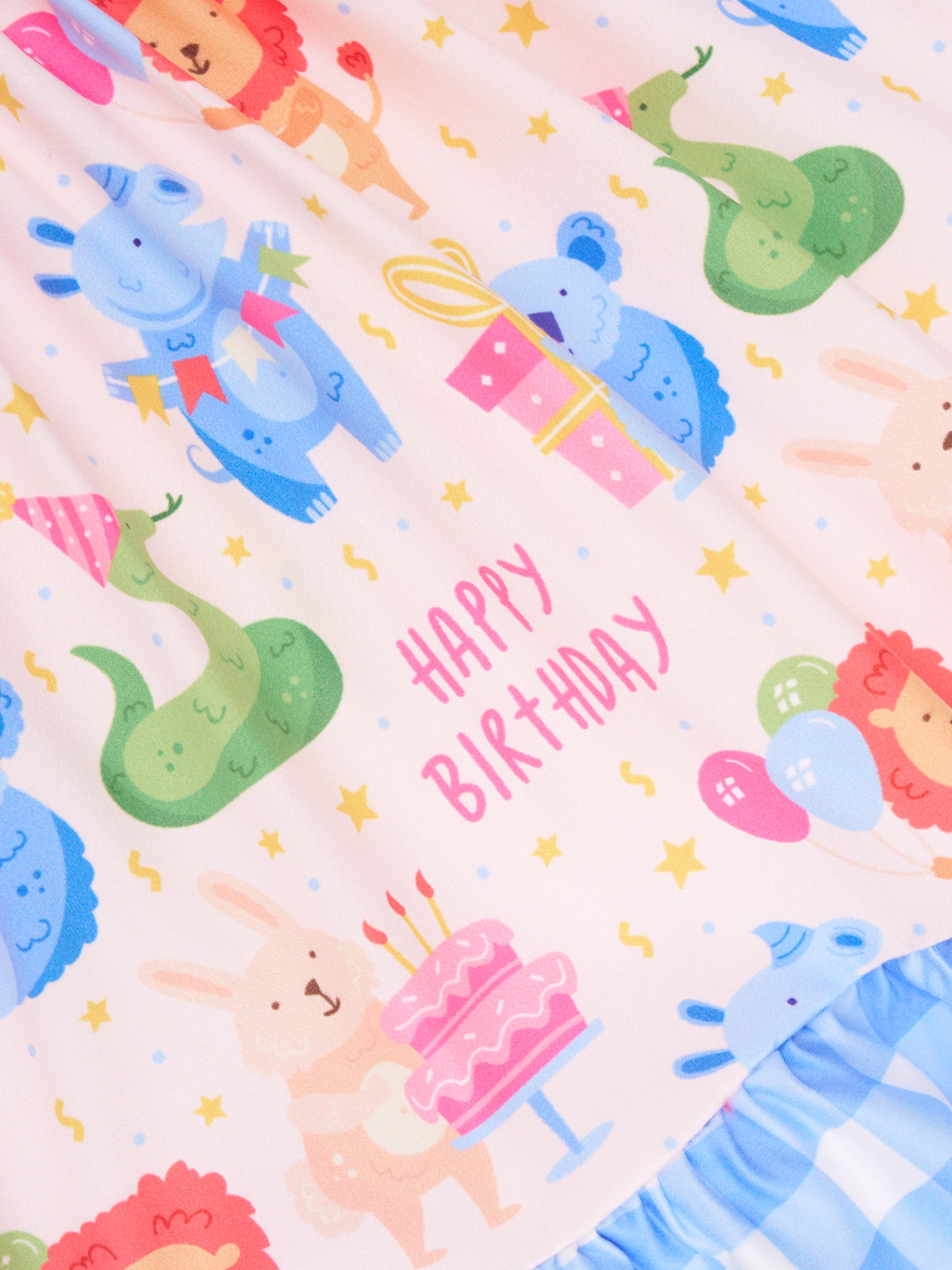 "Happy Birthday" Gingham Ruffle Dress - Marie Nicole Clothing