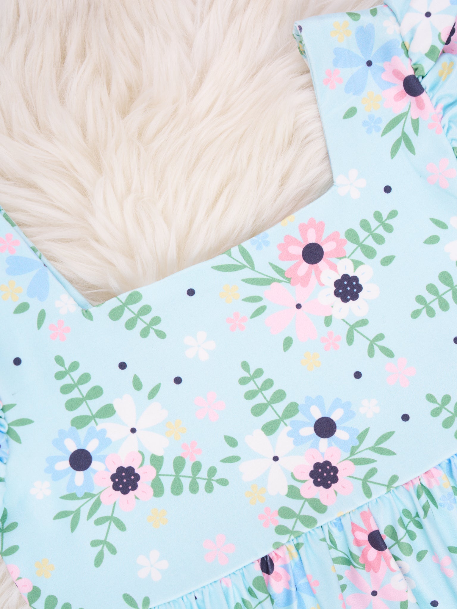 Pink & Blue Floral Ruffle Dress - Marie Nicole Clothing