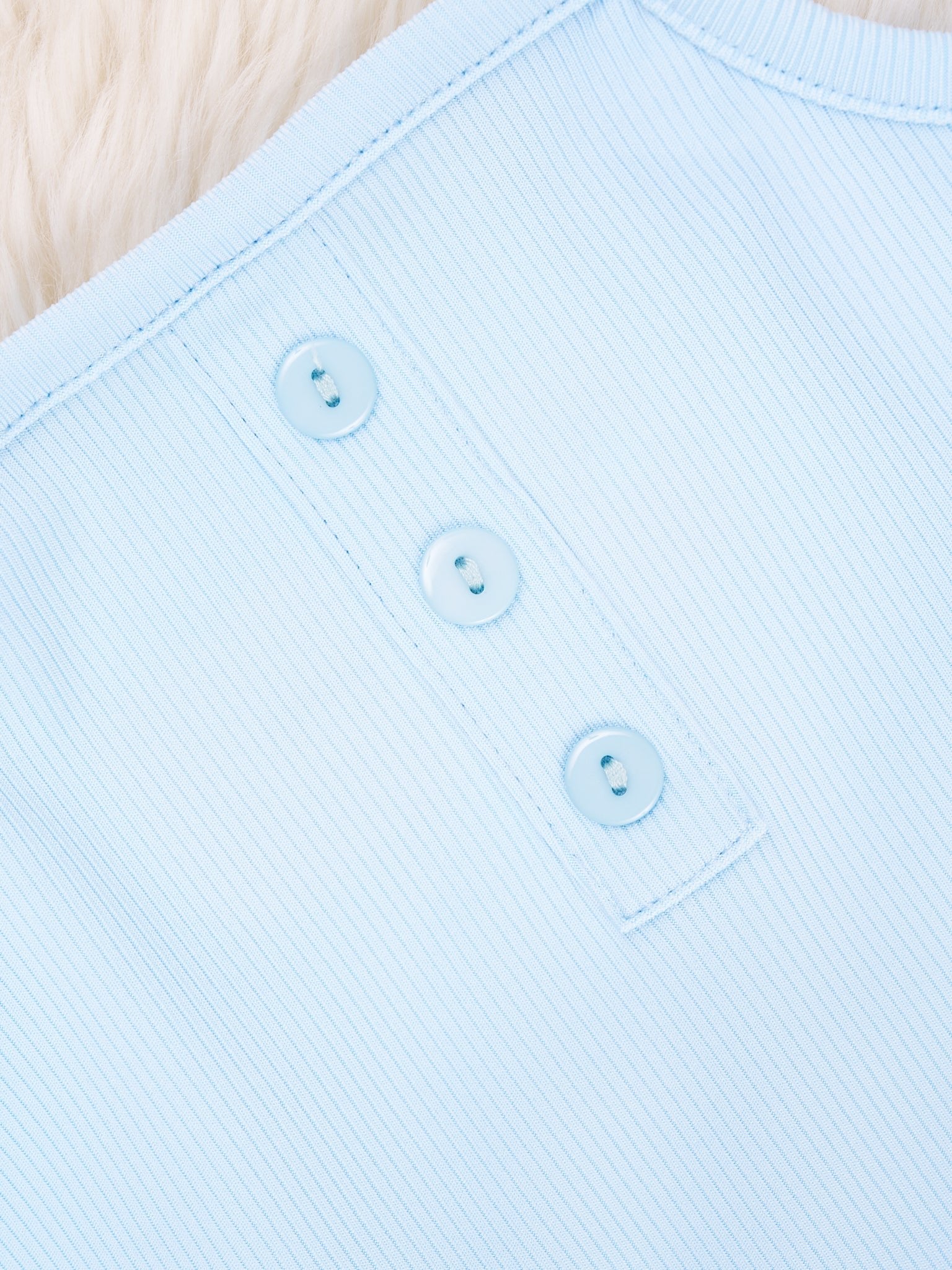 Baby Blue Ribbed Romper - Marie Nicole Clothing