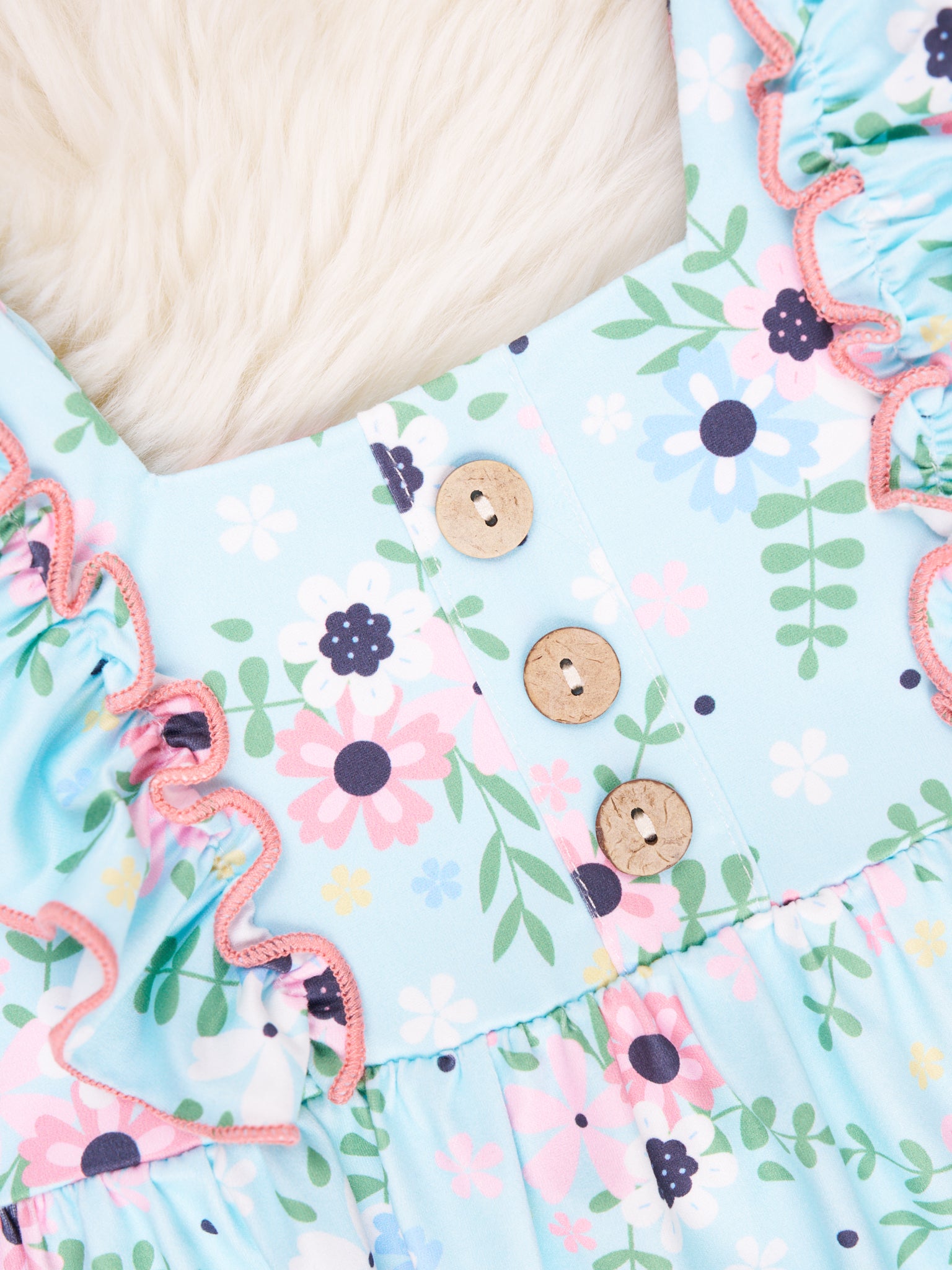 Pink & Blue Floral Ruffle Romper - Marie Nicole Clothing