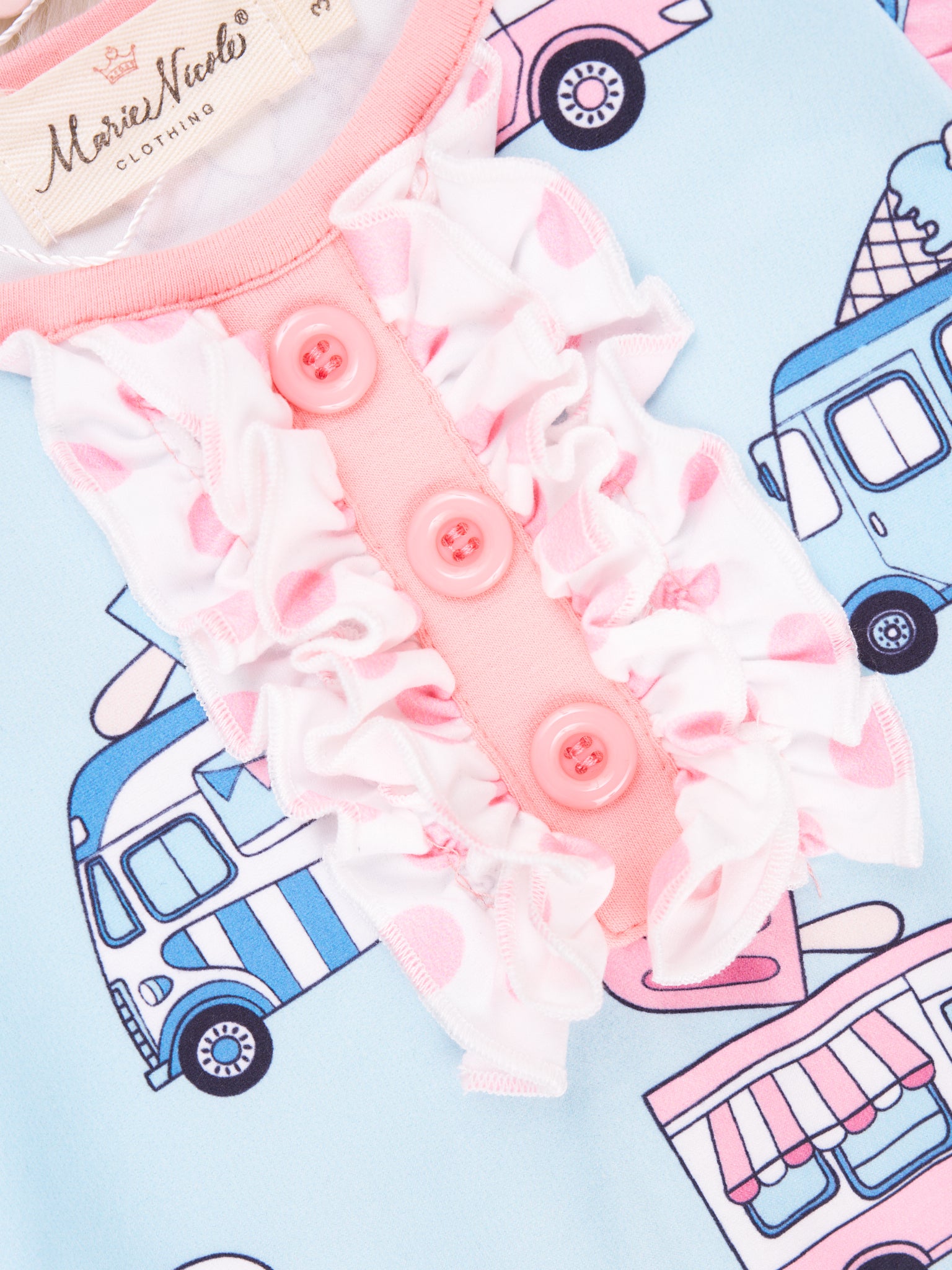 Polka Dot Ice Cream Truck Ruffle Romper - Marie Nicole Clothing