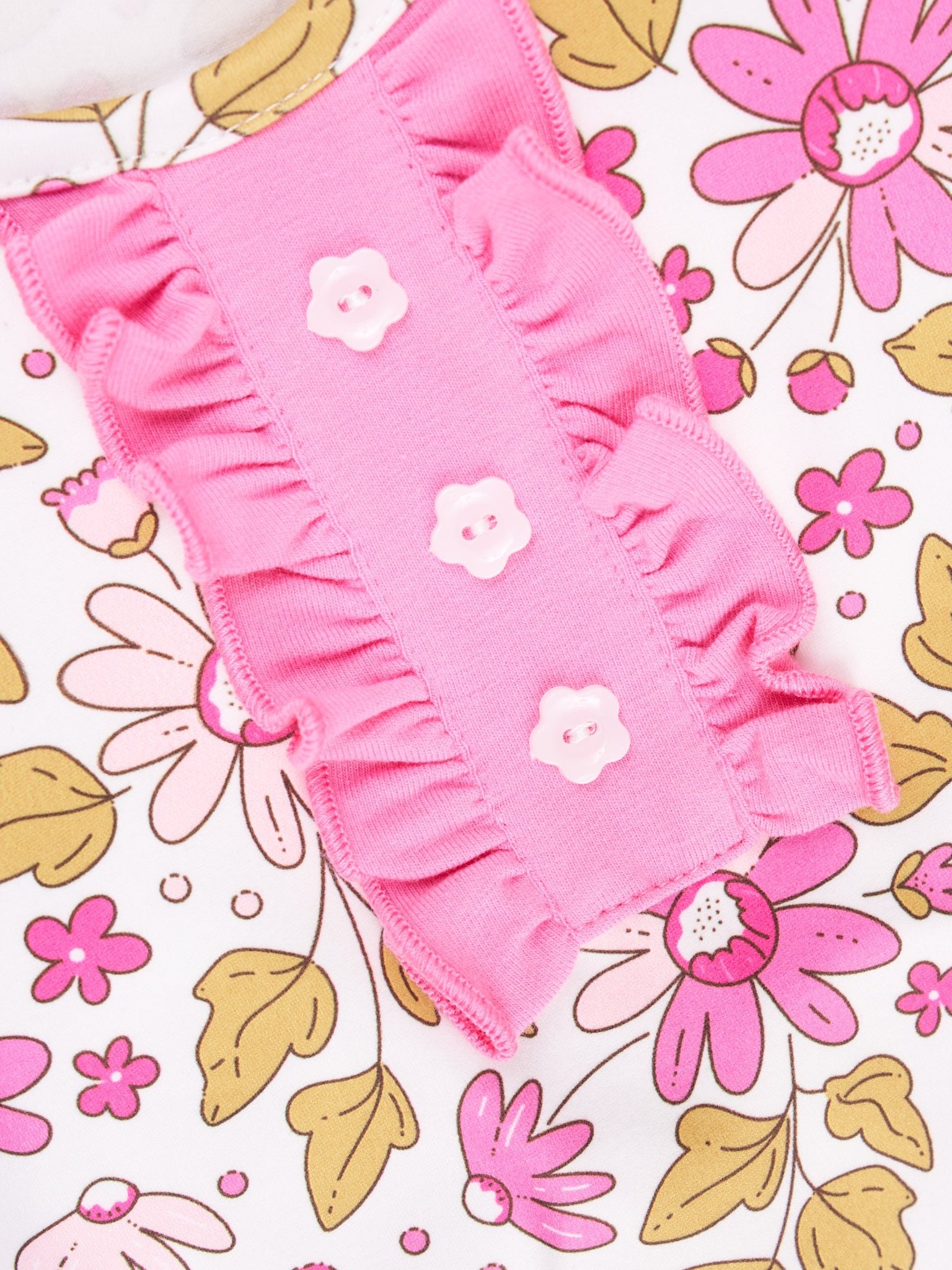 Fuchsia Daisy Ruffle Romper - Marie Nicole Clothing