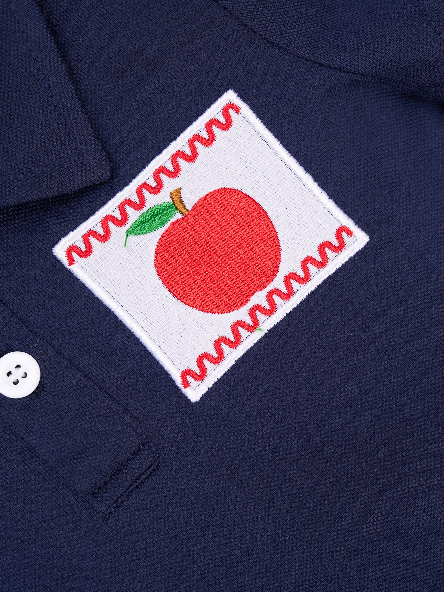 Navy Apple Polo - Marie Nicole Clothing