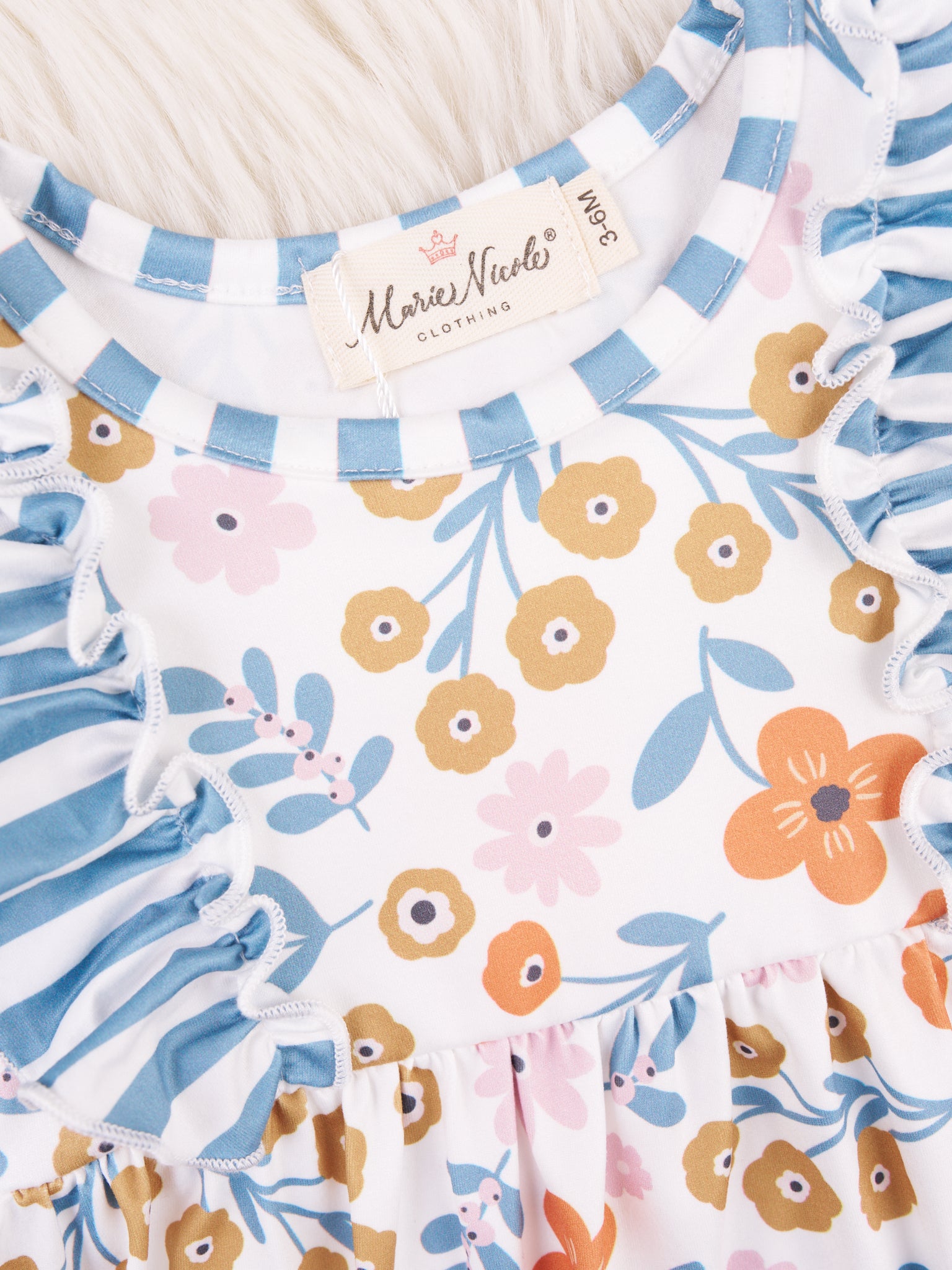 Stripes & Floral Ruffle Romper - Marie Nicole Clothing