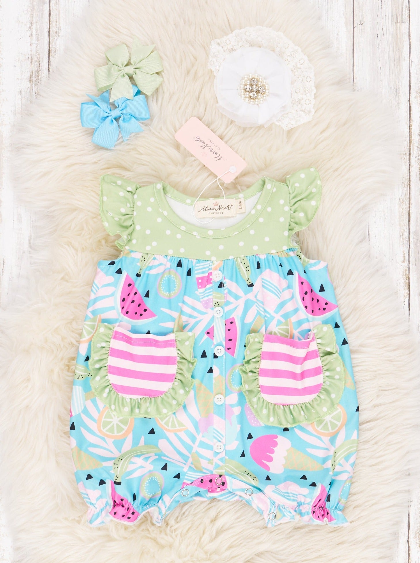 Sweet Treats Ruffle Romper - Marie Nicole Clothing
