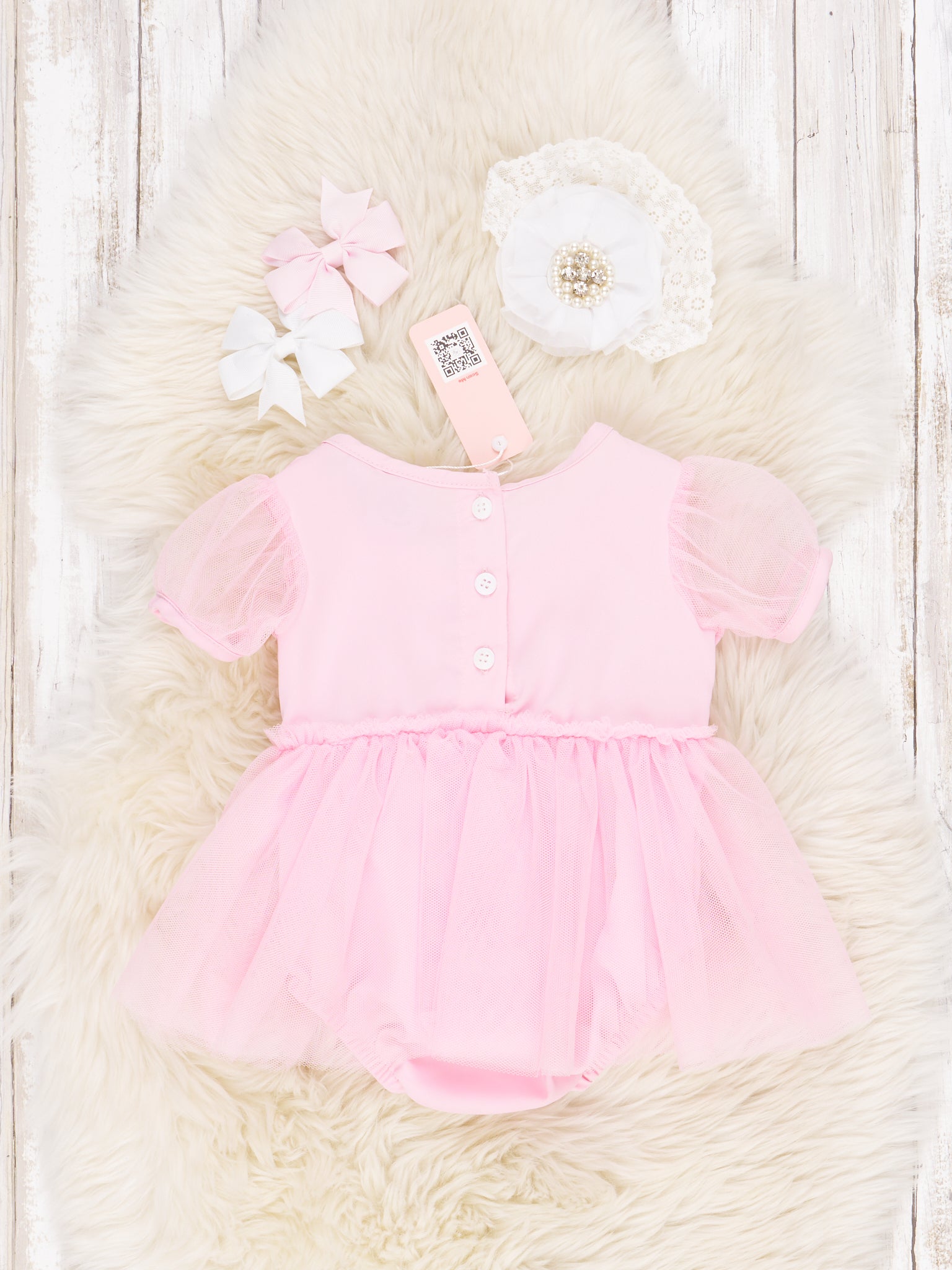 Pink Tulle Bow Romper - Marie Nicole Clothing