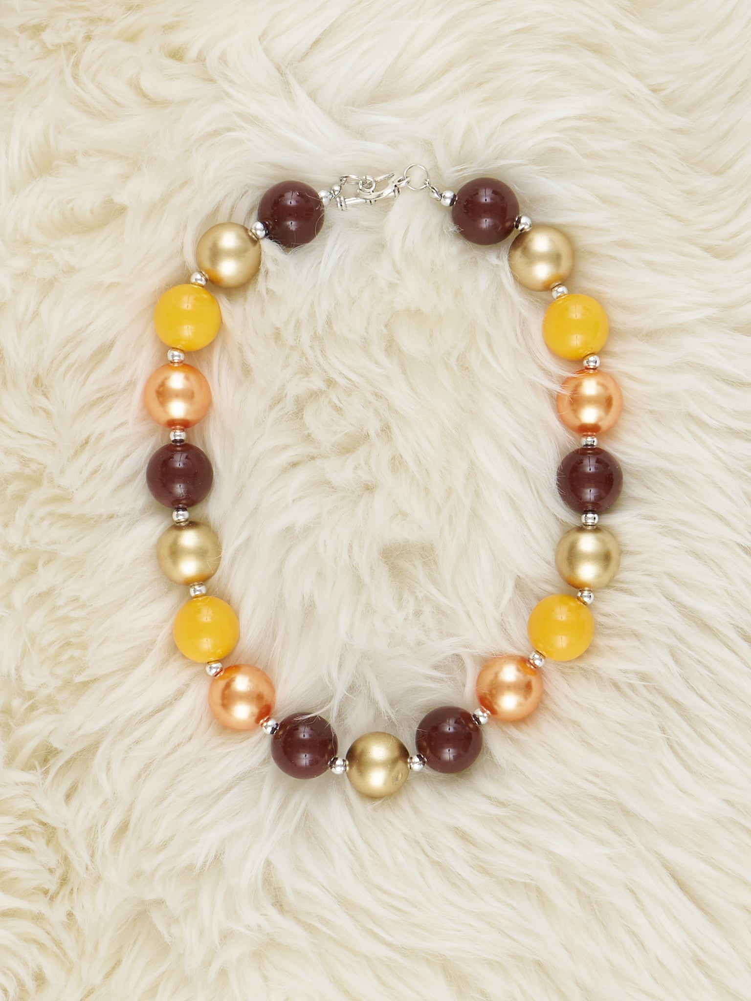 Brown & Gold Bubblegum Necklace - Marie Nicole Clothing