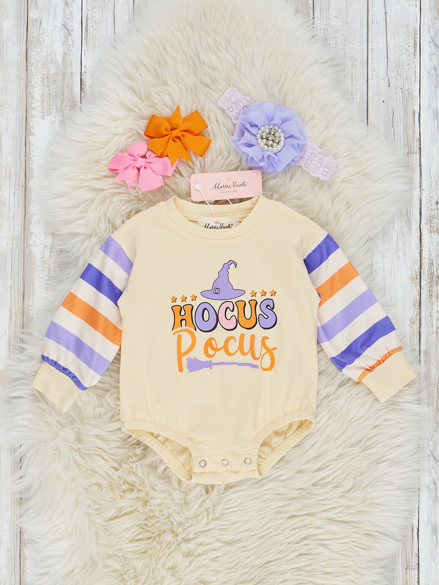 Cream & Amethyst "Hocus Pocus" Romper - Marie Nicole Clothing