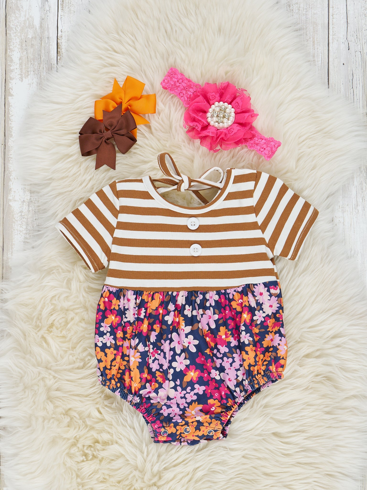Autumn Ditsy Floral Romper - Marie Nicole Clothing