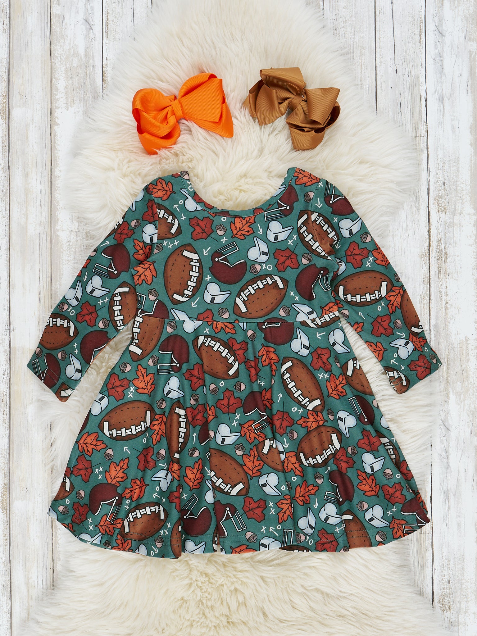 Dark Sage Football Fun Swing Dress - Marie Nicole Clothing