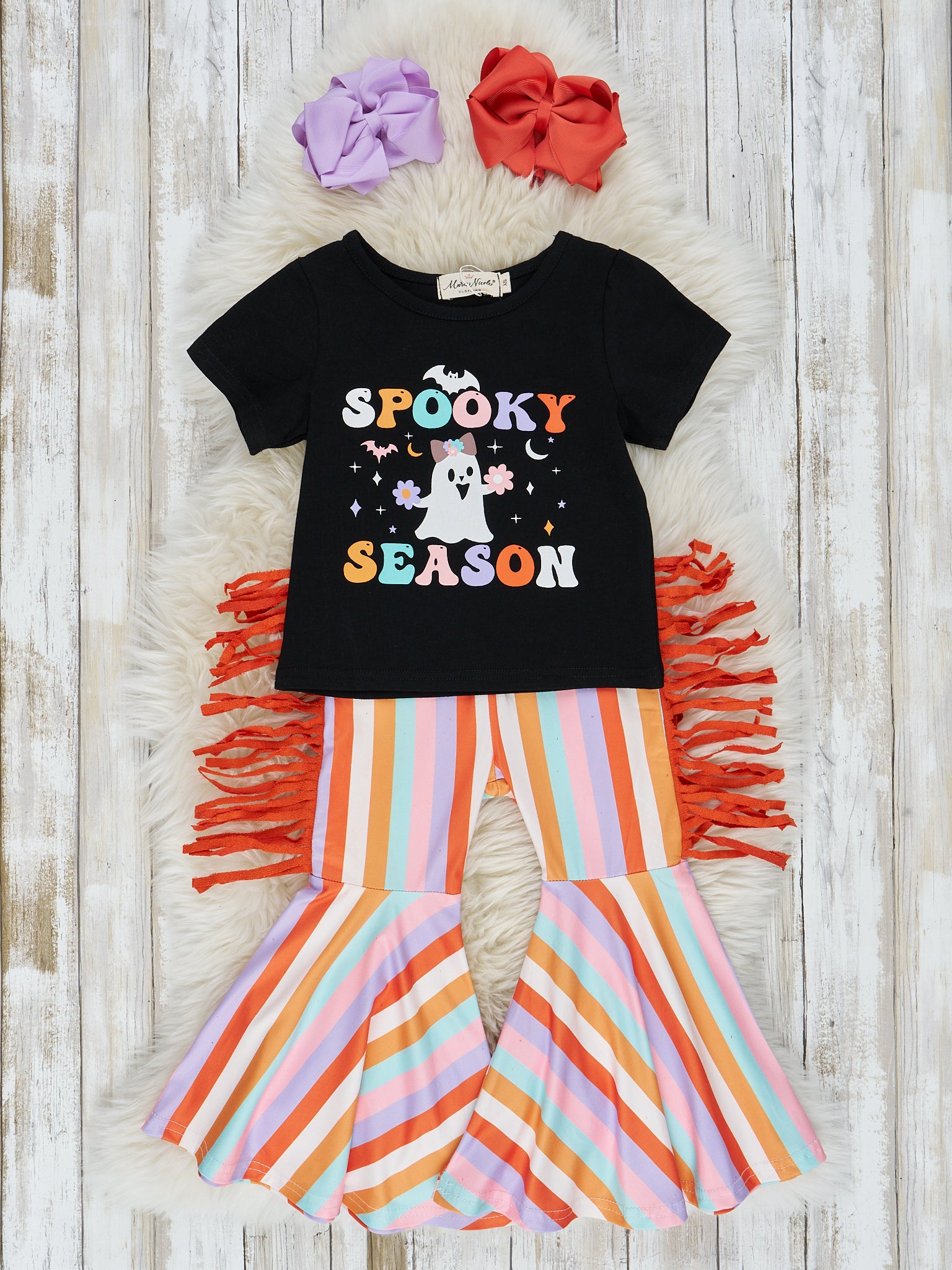 Rainbow "Spooky Season" Bell Bottom Outfit - Marie Nicole Clothing