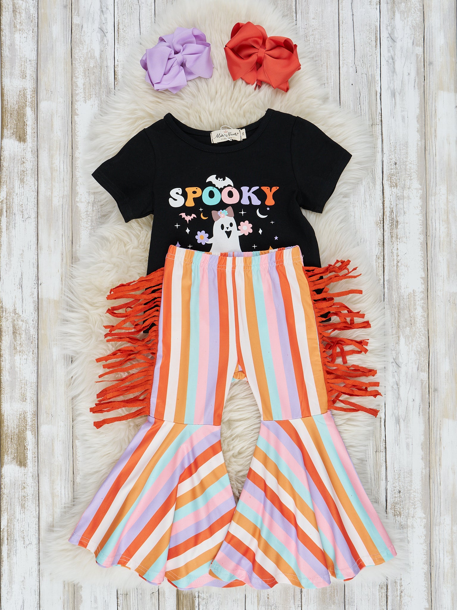 Rainbow "Spooky Season" Bell Bottom Outfit - Marie Nicole Clothing