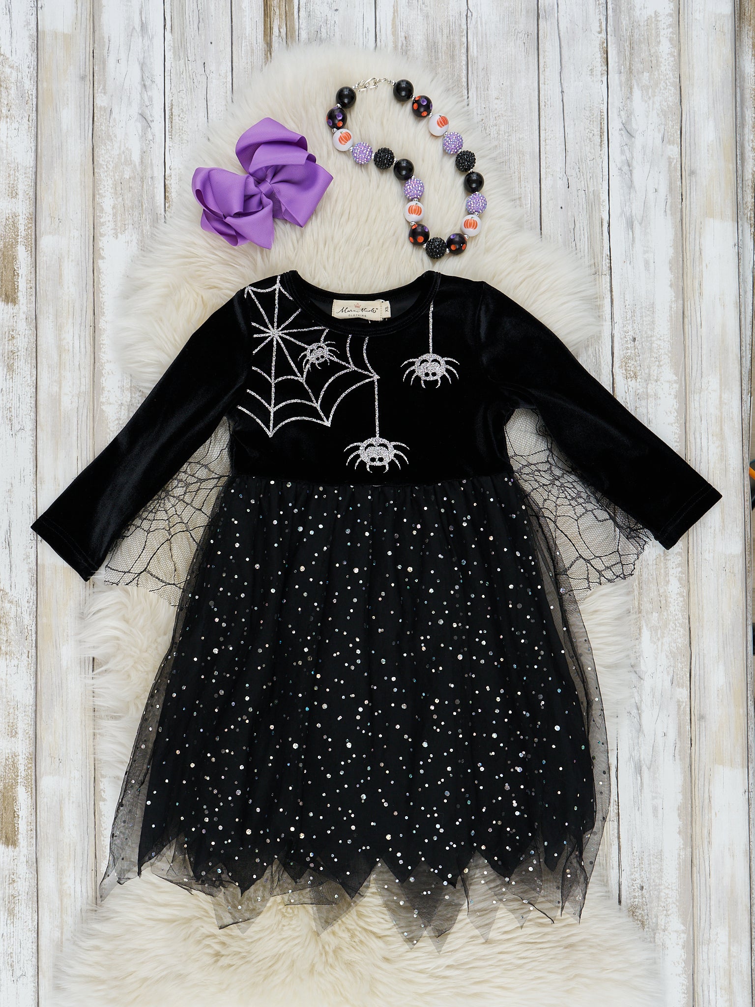 Black Spider Sparkle Tulle Dress - Marie Nicole Clothing