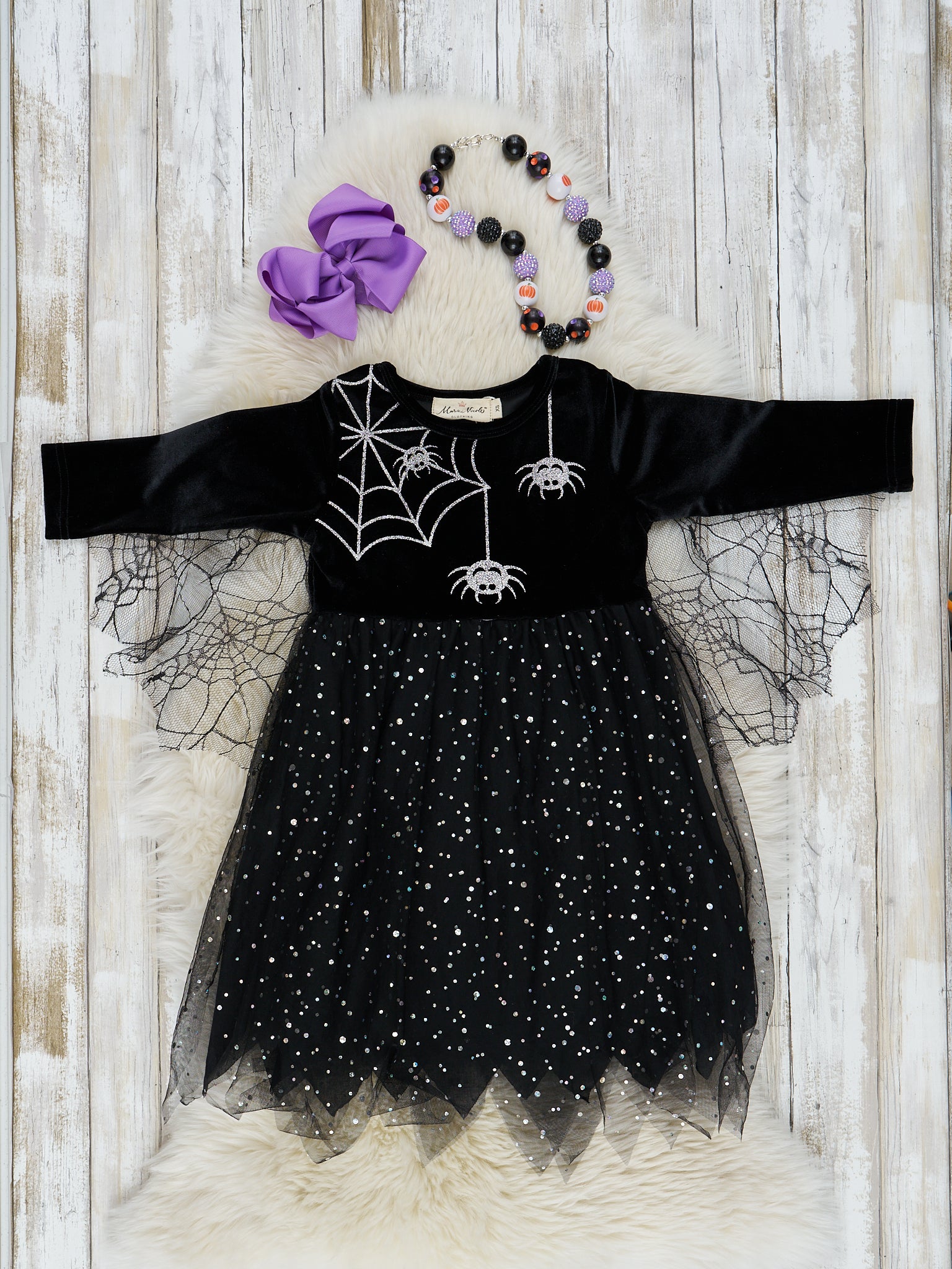 Black Spider Sparkle Tulle Dress - Marie Nicole Clothing