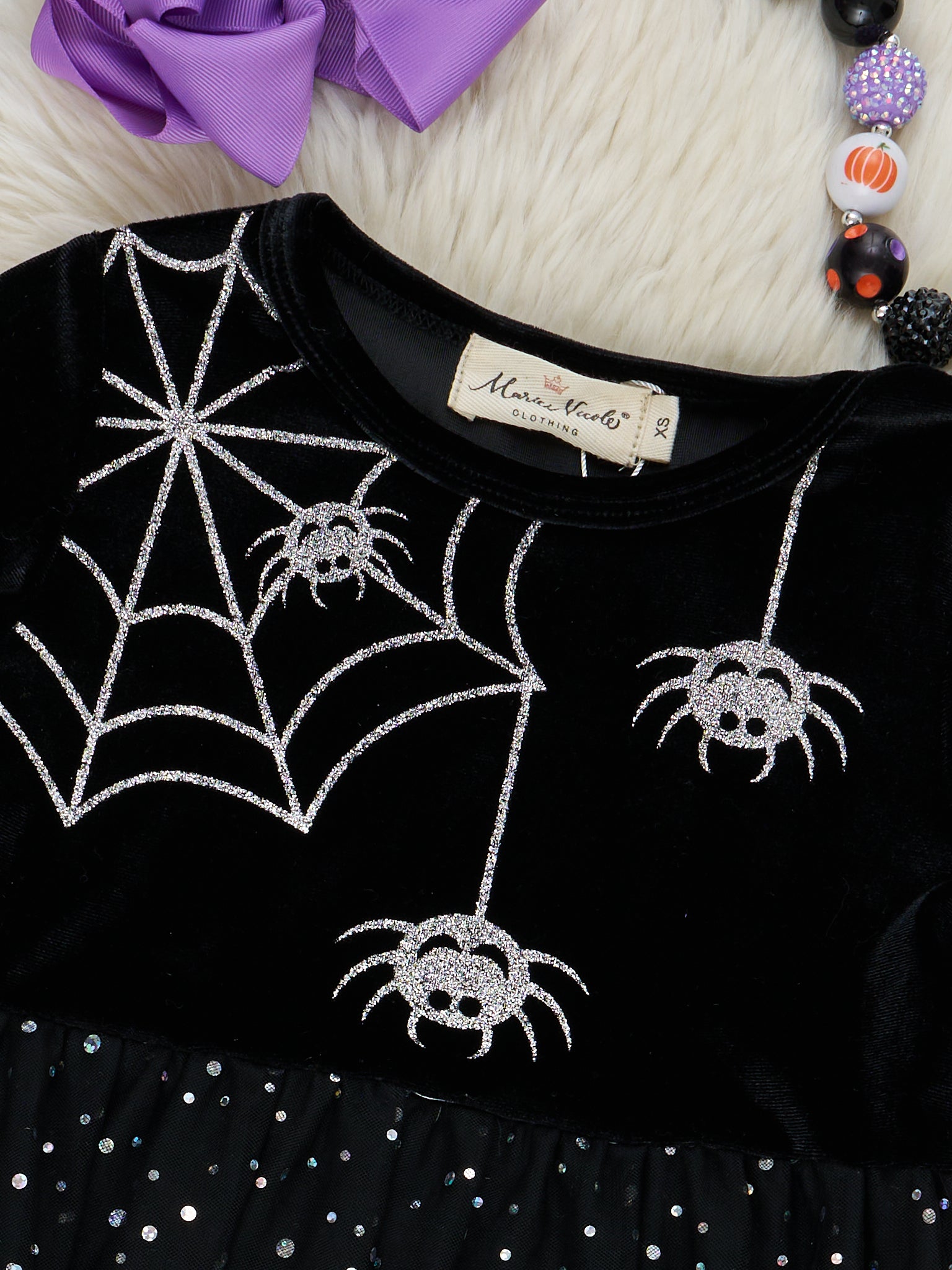 Black Spider Sparkle Tulle Dress - Marie Nicole Clothing