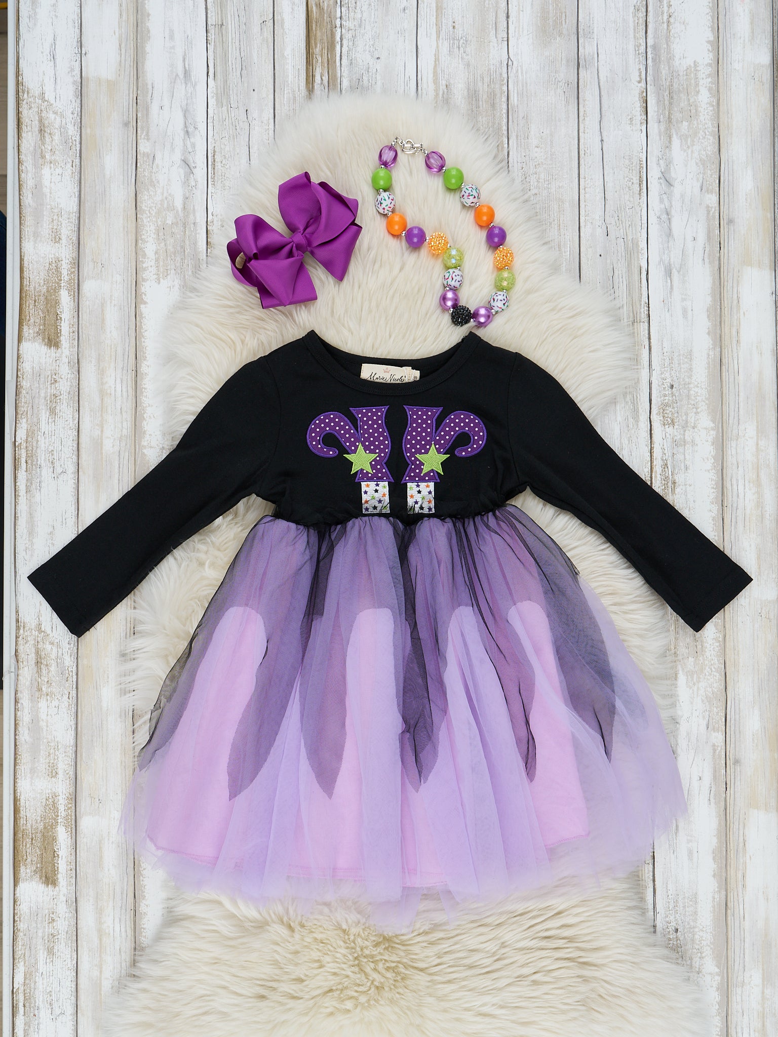 Lavender & Black Witchy Tulle Dress - Marie Nicole Clothing