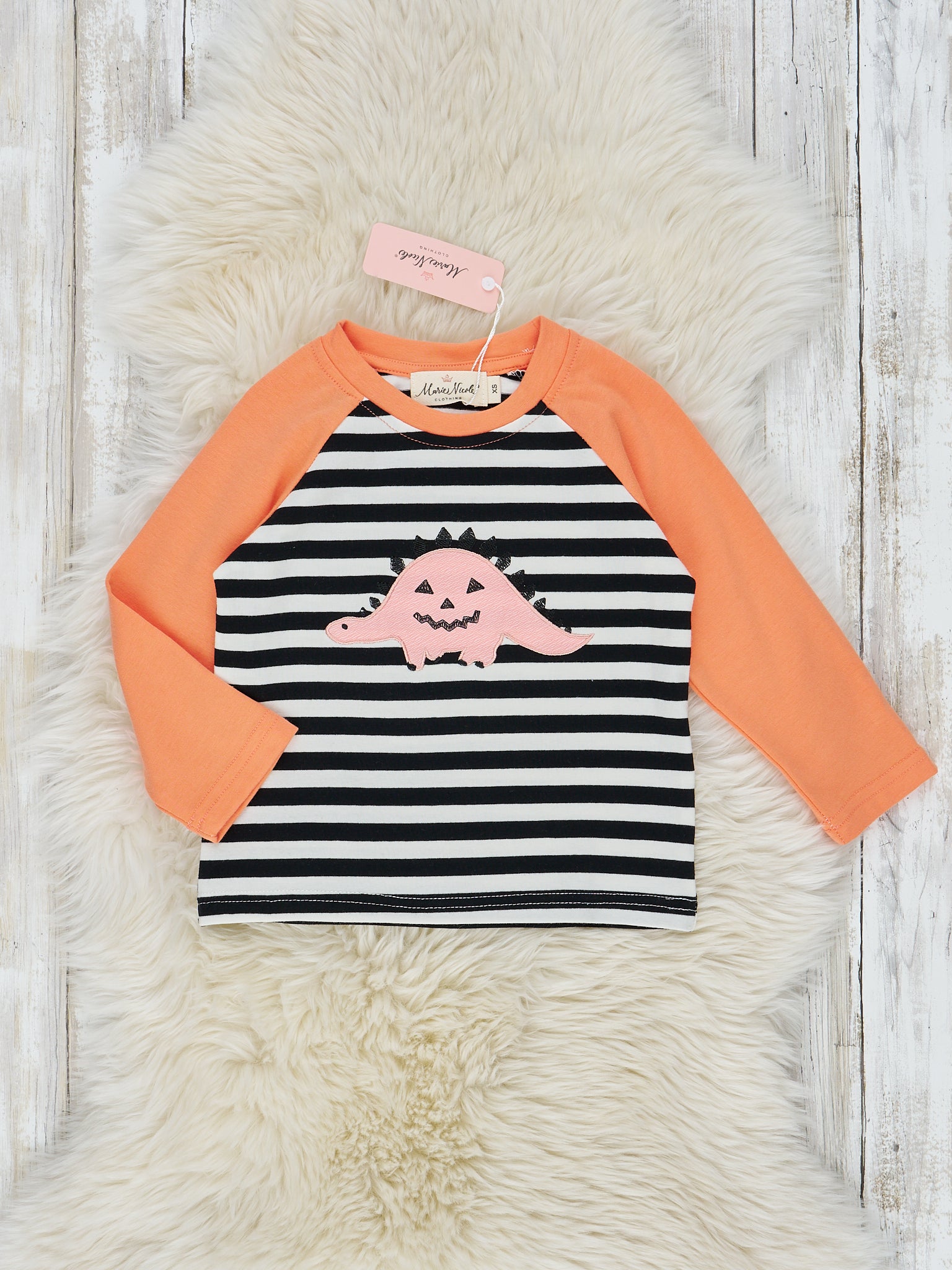 Orange Dino Jack - O - Lantern Ghost Raglan Shirt - Marie Nicole Clothing