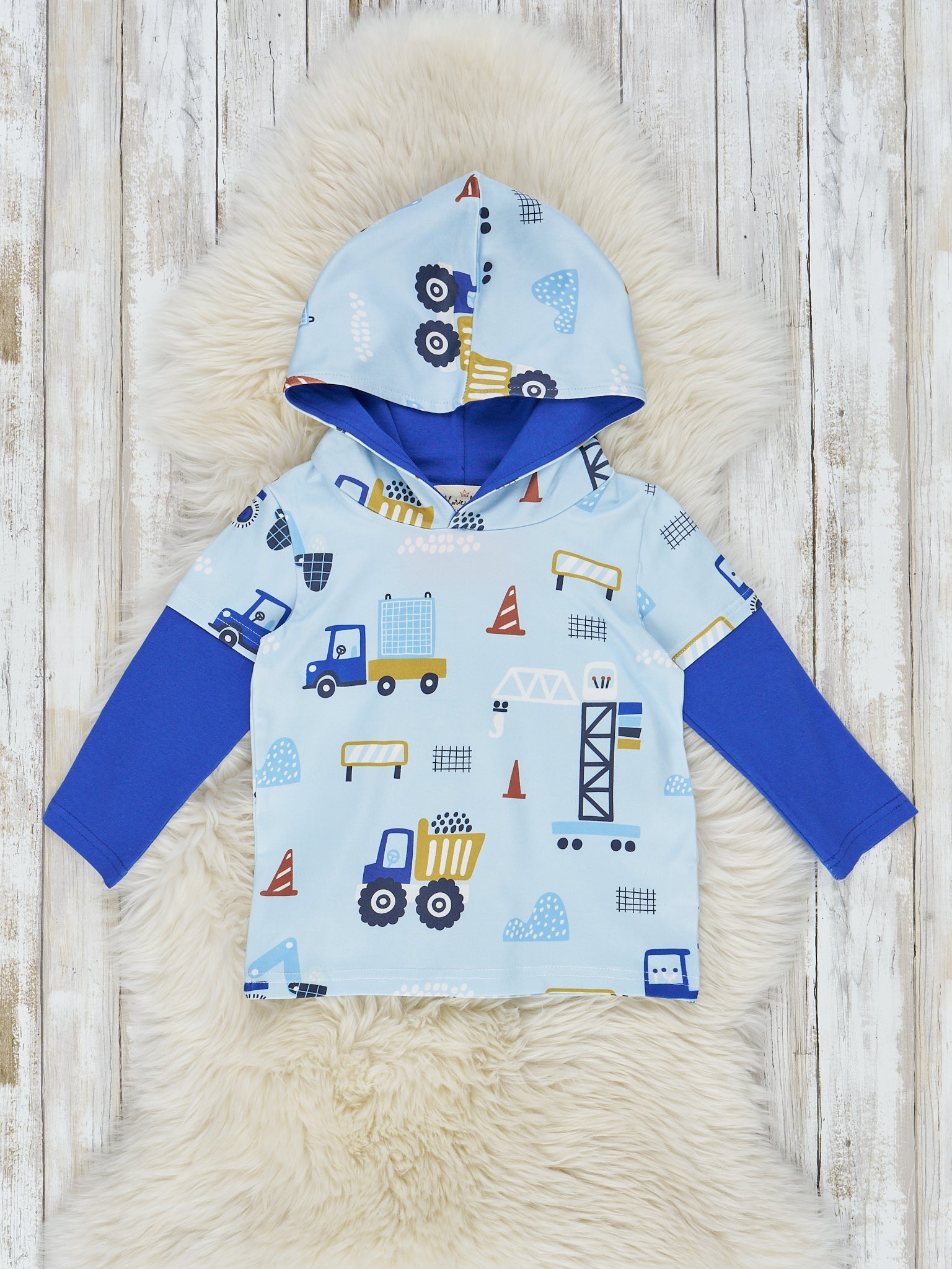 Navy Construction Site Hooded Shirt - Marie Nicole Clothing
