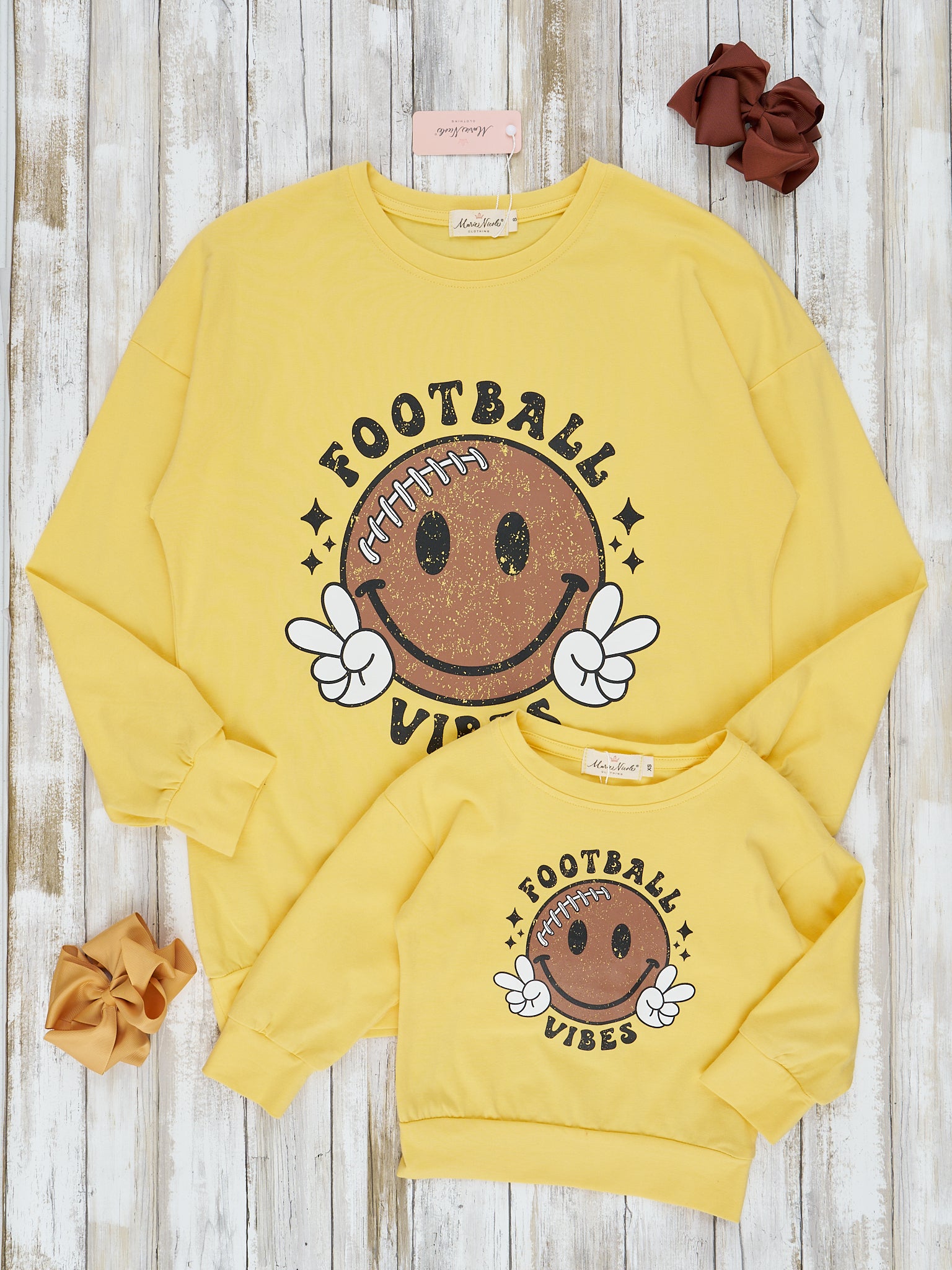 Mom & Me Yellow "Football Vibes" Top - Marie Nicole Clothing