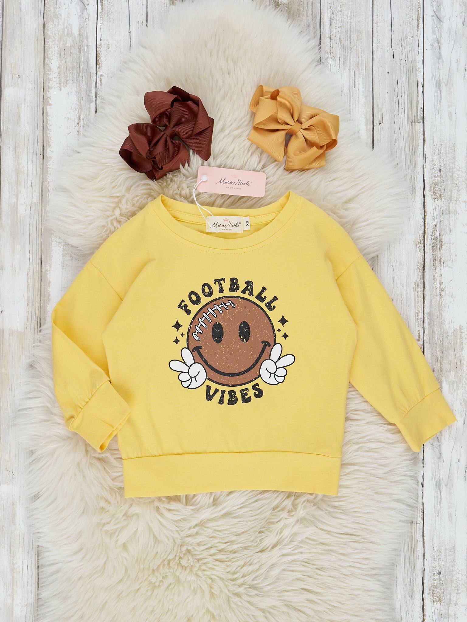 Mom & Me Yellow "Football Vibes" Top - Marie Nicole Clothing
