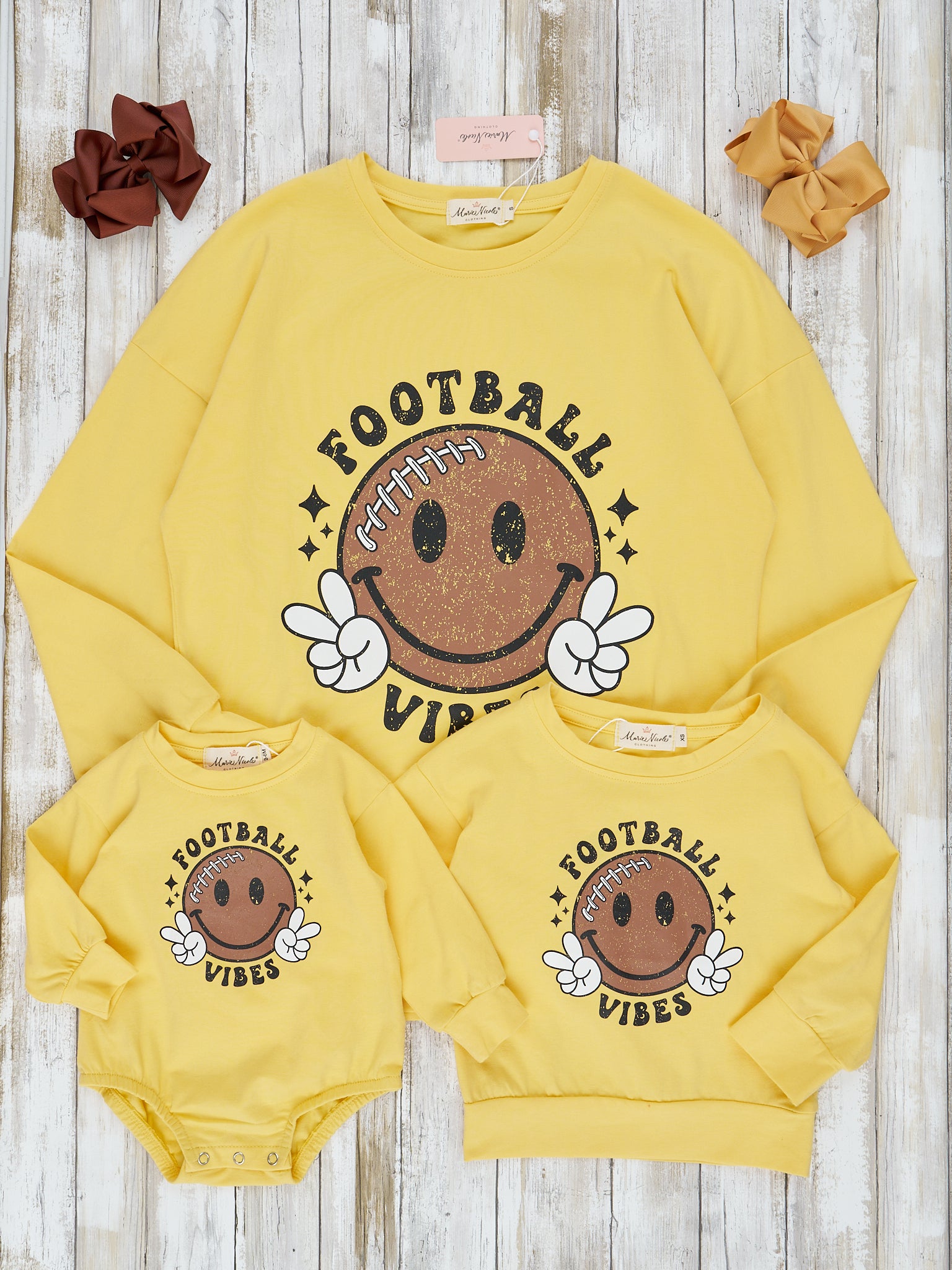 Mom & Me Yellow "Football Vibes" Top - Marie Nicole Clothing