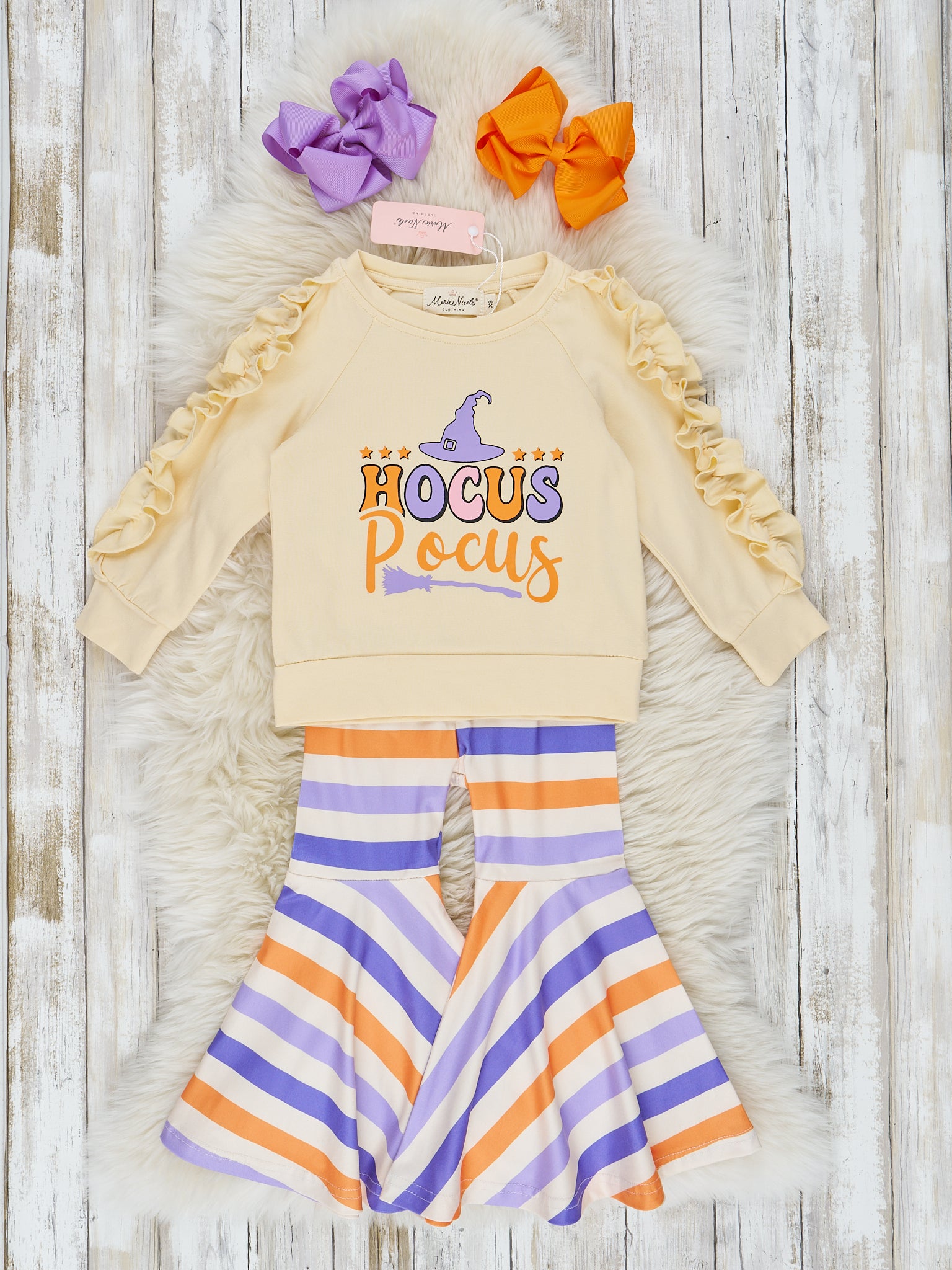 Cream & Amethyst "Hocus Pocus" Bell Bottom Outfit - Marie Nicole Clothing