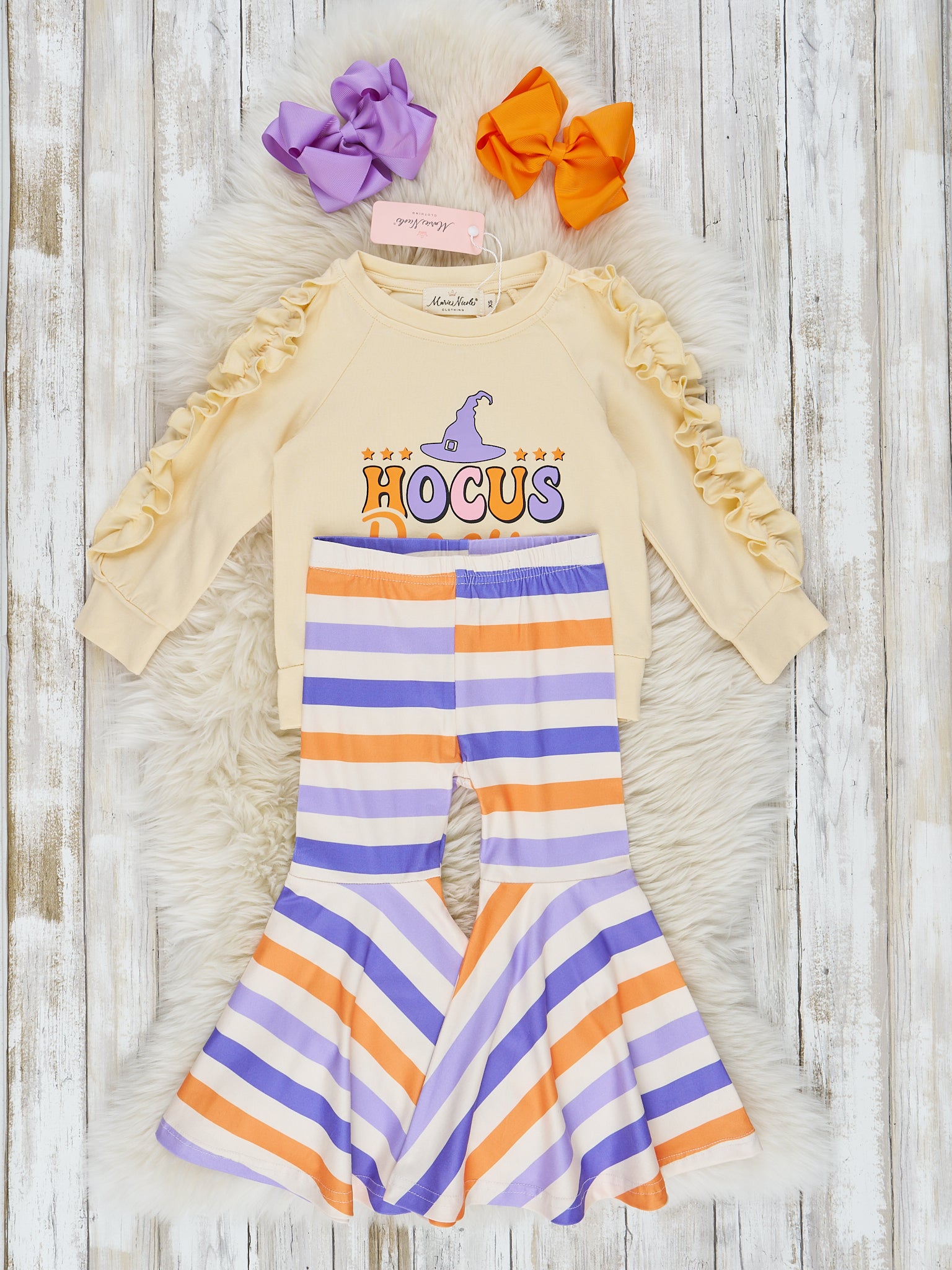 Cream & Amethyst "Hocus Pocus" Bell Bottom Outfit - Marie Nicole Clothing
