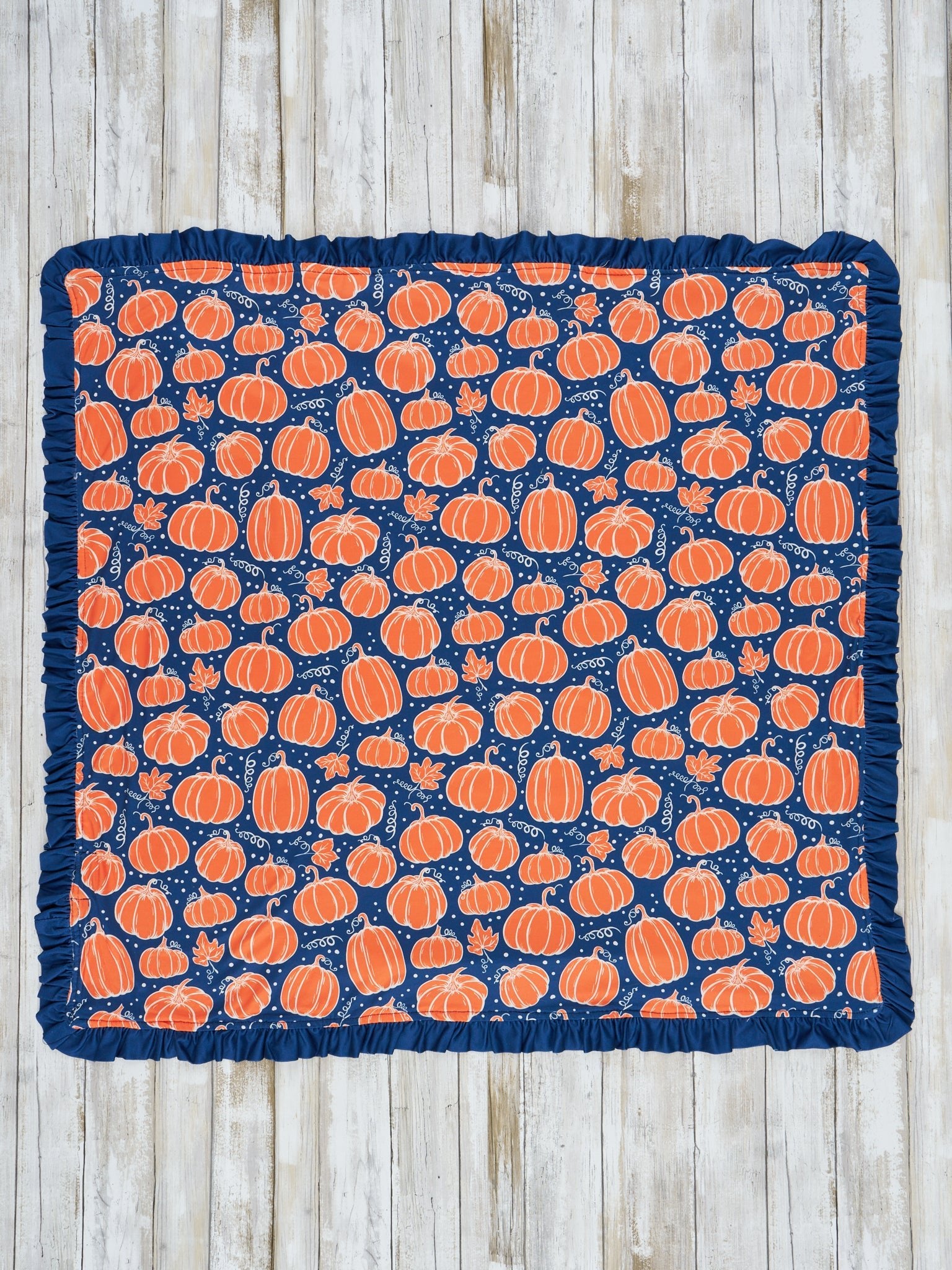 Navy Blue Gourds Ruffle Minky Blanket - Marie Nicole Clothing