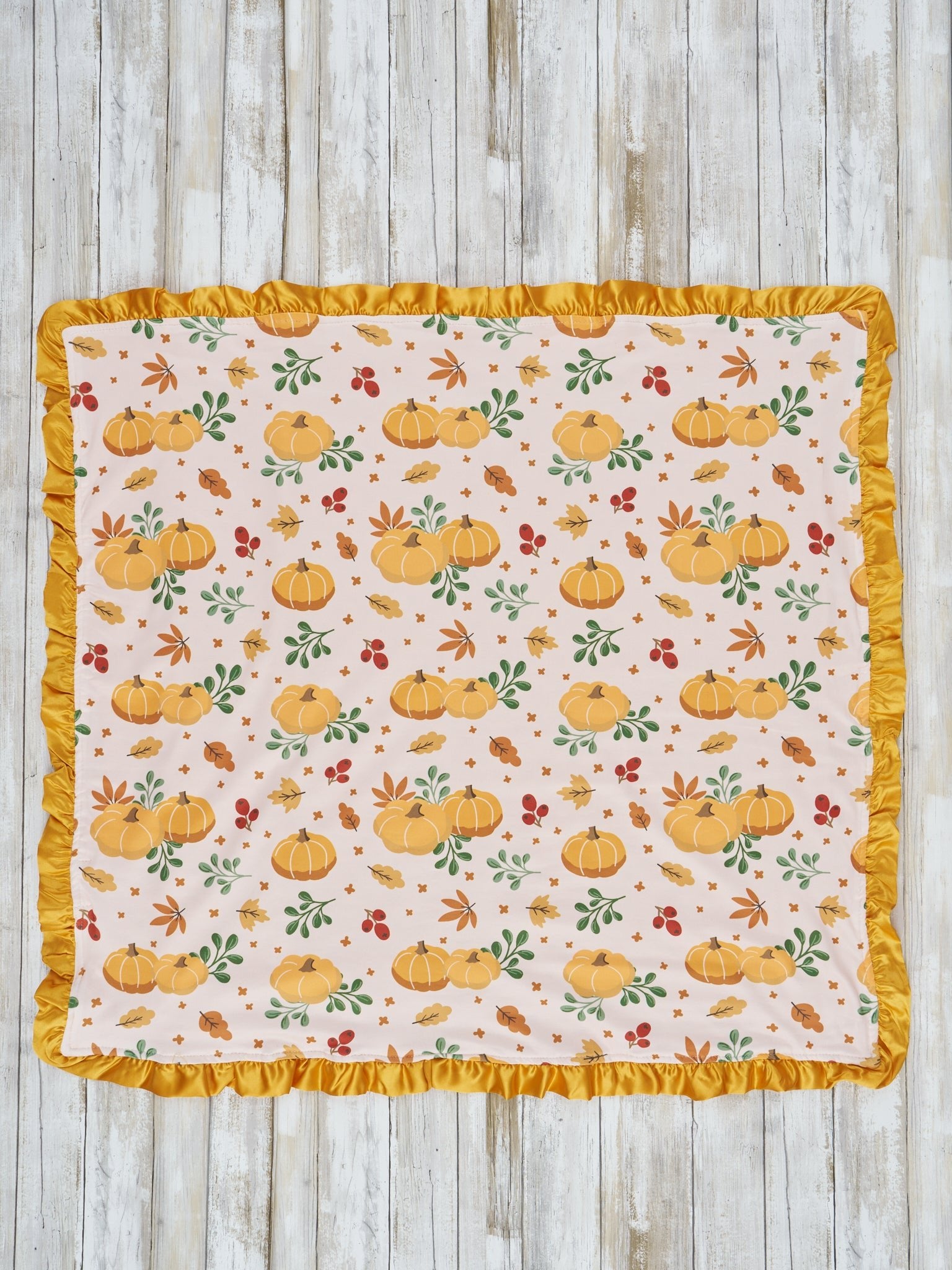 Golden Pumpkin Patch Minky Ruffle Blanket - Marie Nicole Clothing
