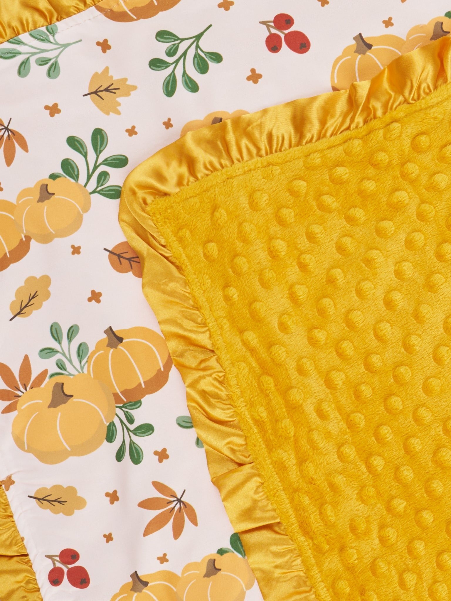 Golden Pumpkin Patch Minky Ruffle Blanket - Marie Nicole Clothing