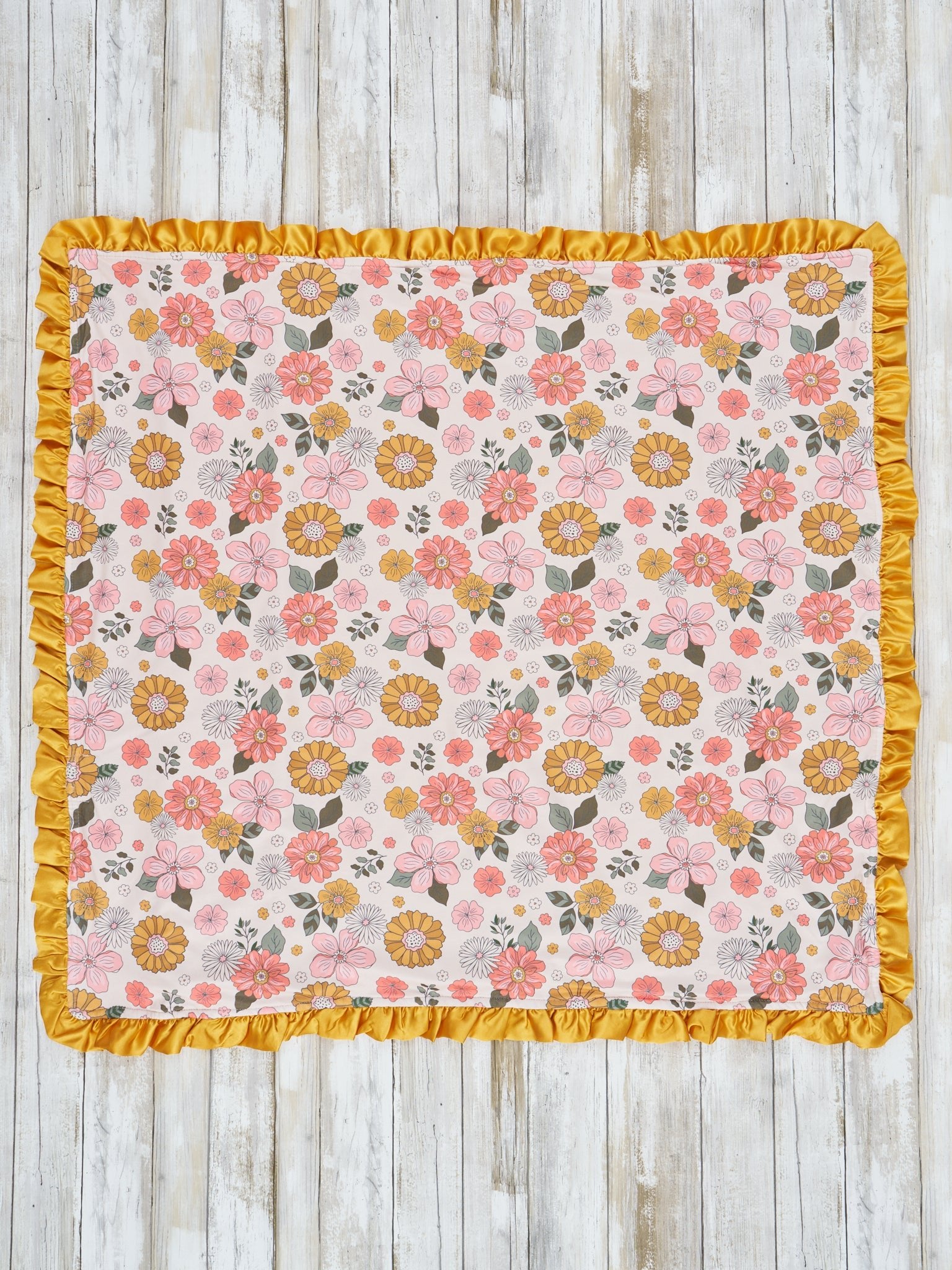 Gold Marigold Dreams Ruffle Minky Blanket - Marie Nicole Clothing