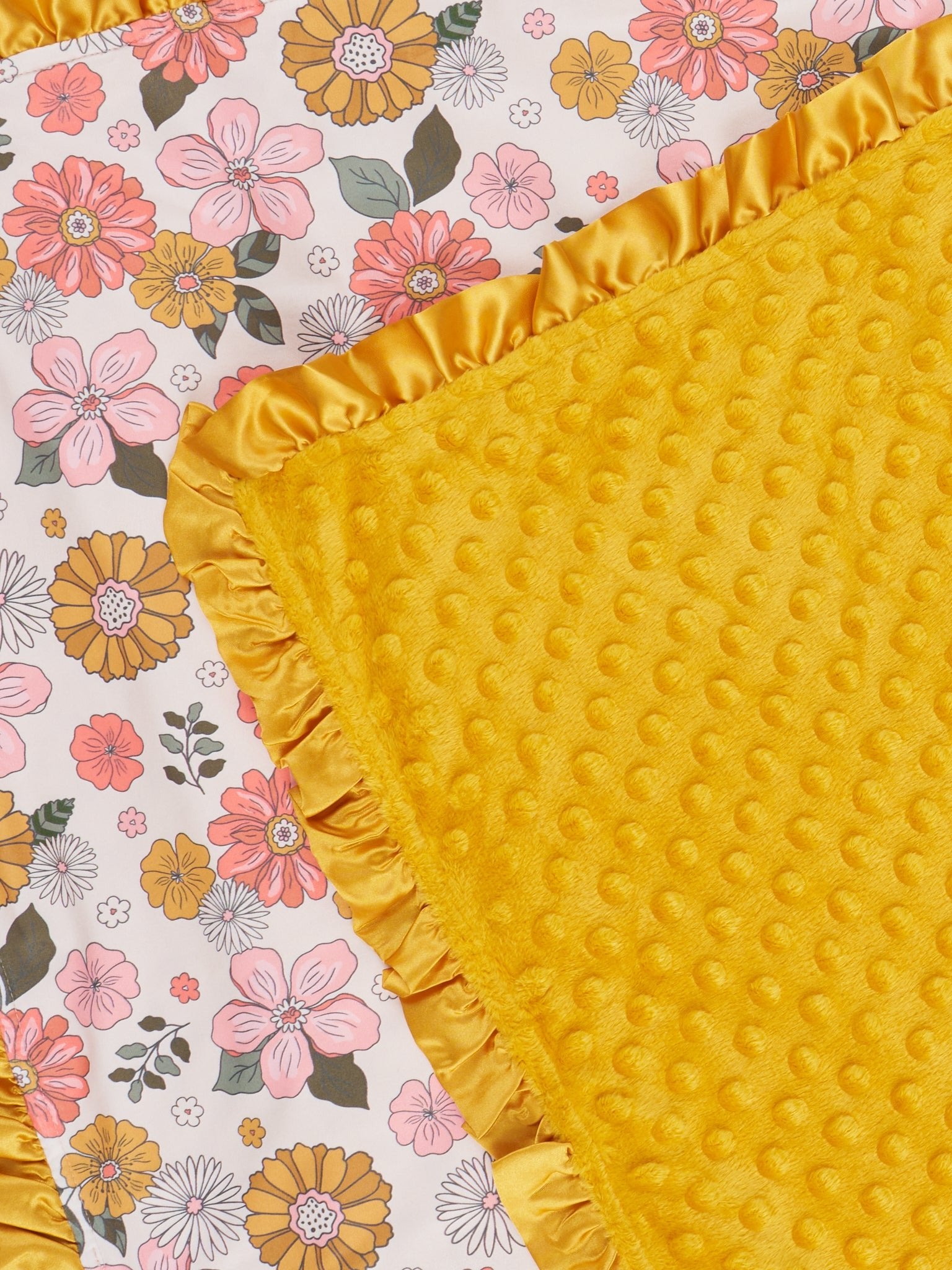 Gold Marigold Dreams Ruffle Minky Blanket - Marie Nicole Clothing