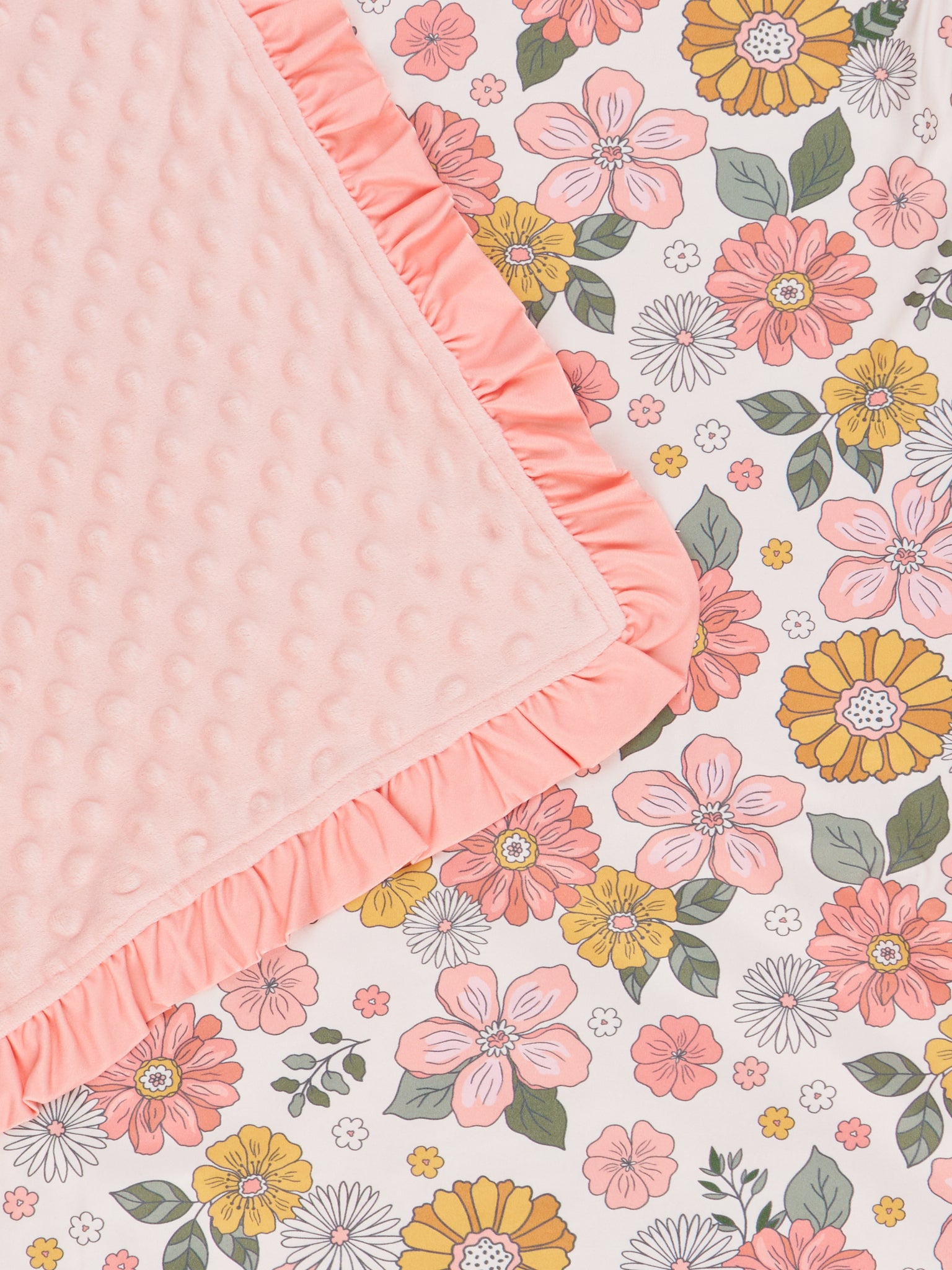 Pink Marigold Dreams Ruffle Minky Blanket - Marie Nicole Clothing