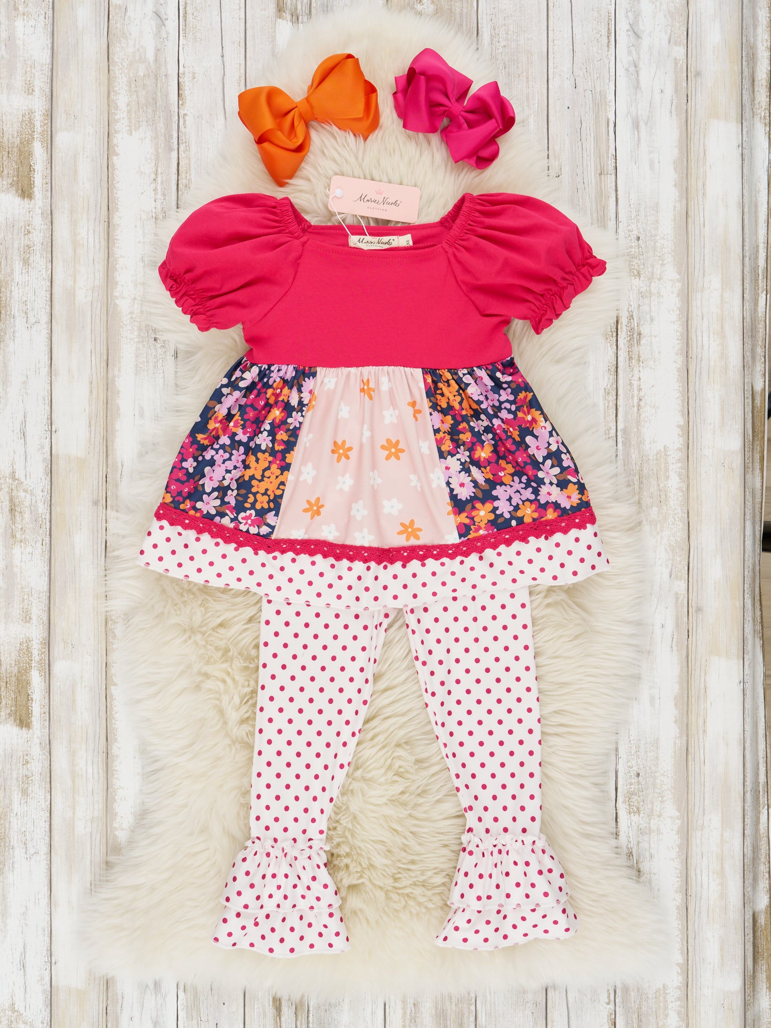 Autumn Ditsy Floral Ruffle Outfit - Marie Nicole Clothing