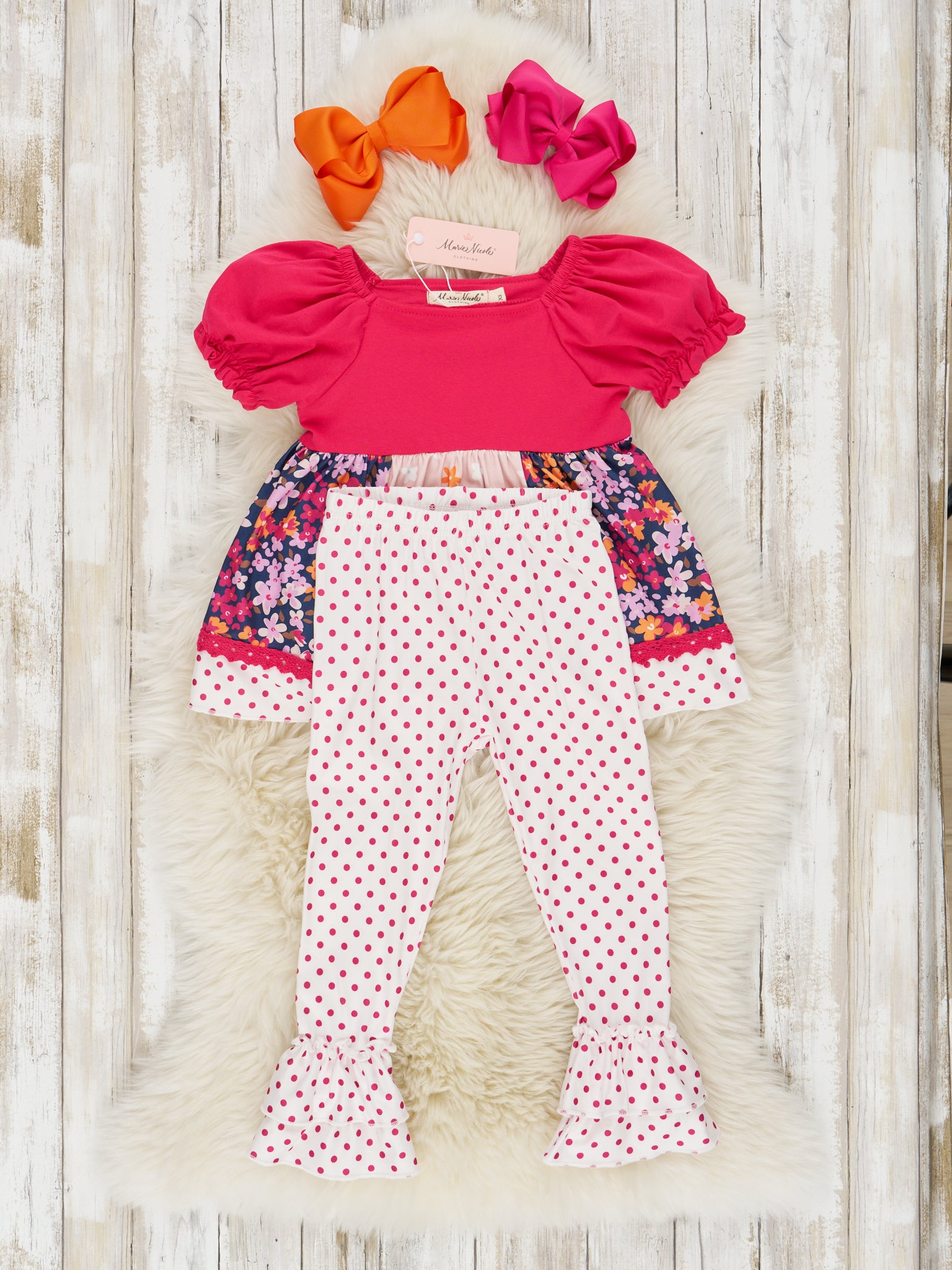 Autumn Ditsy Floral Ruffle Outfit - Marie Nicole Clothing