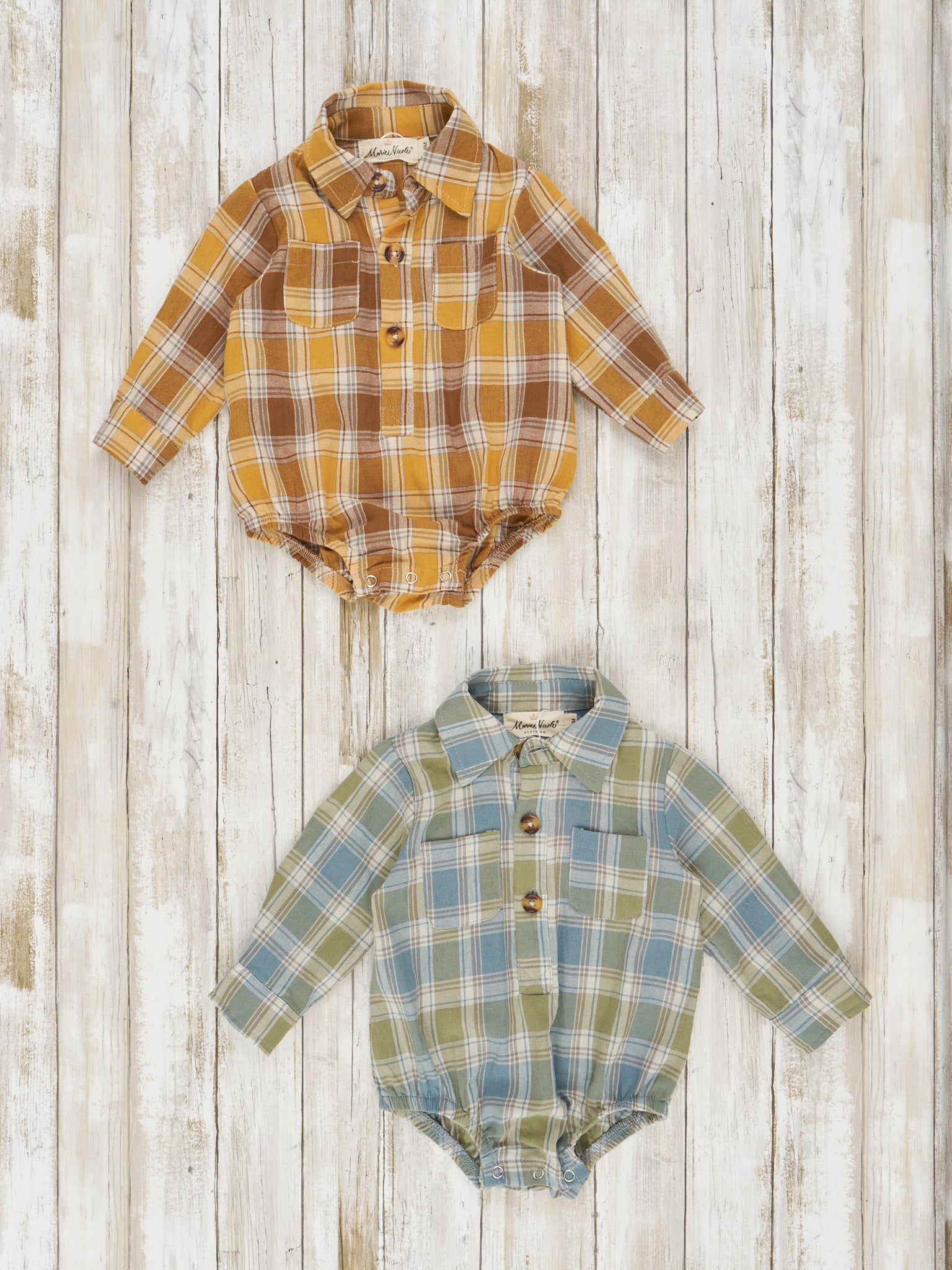 Autumn Plaid Button Up Romper - Marie Nicole Clothing