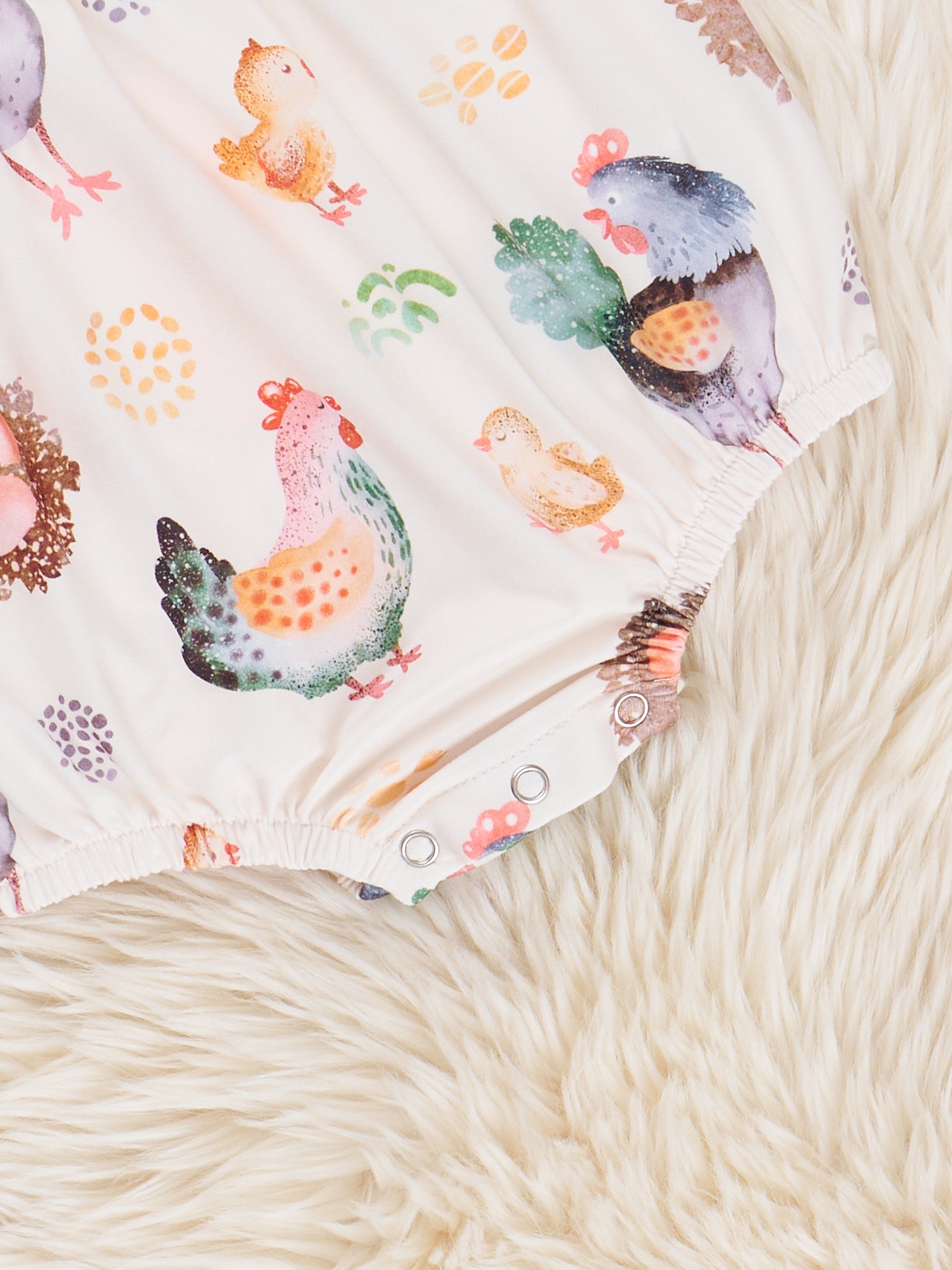 Chickens & Eggs Gingham Tassel Bubble Romper - Marie Nicole Clothing