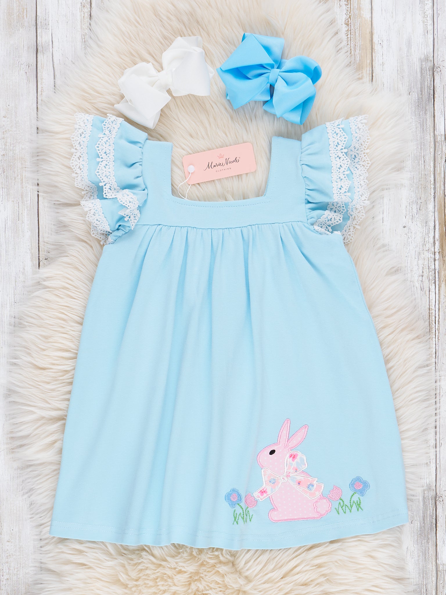 Lace Embroidered Bunny Dress - Marie Nicole Clothing