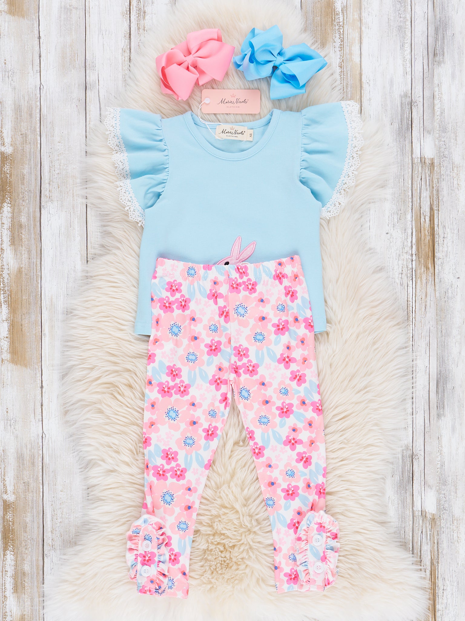 Lace Embroidered Bunny Outfit - Marie Nicole Clothing