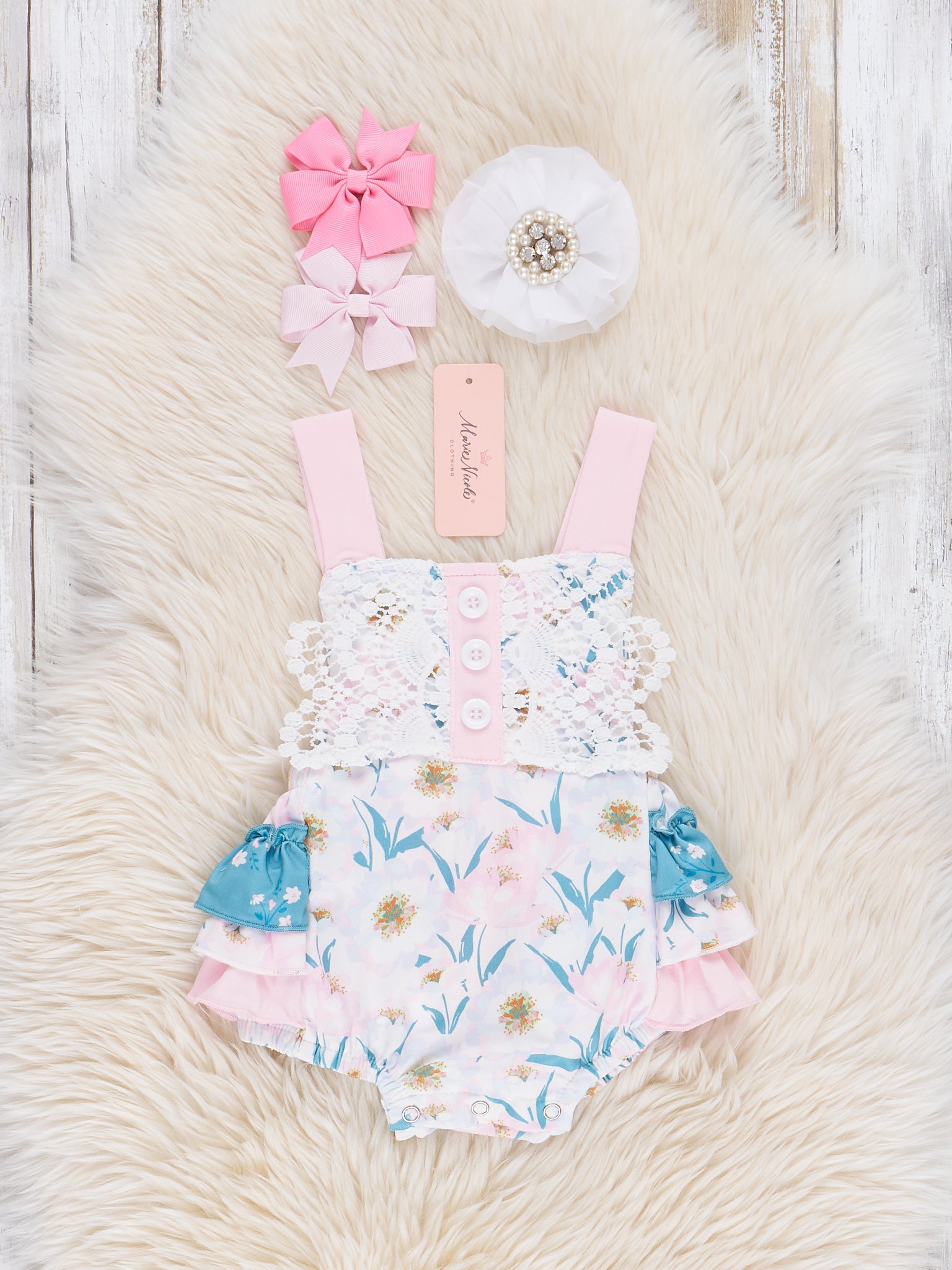 Boho Floral Lace Bubble Romper - Marie Nicole Clothing
