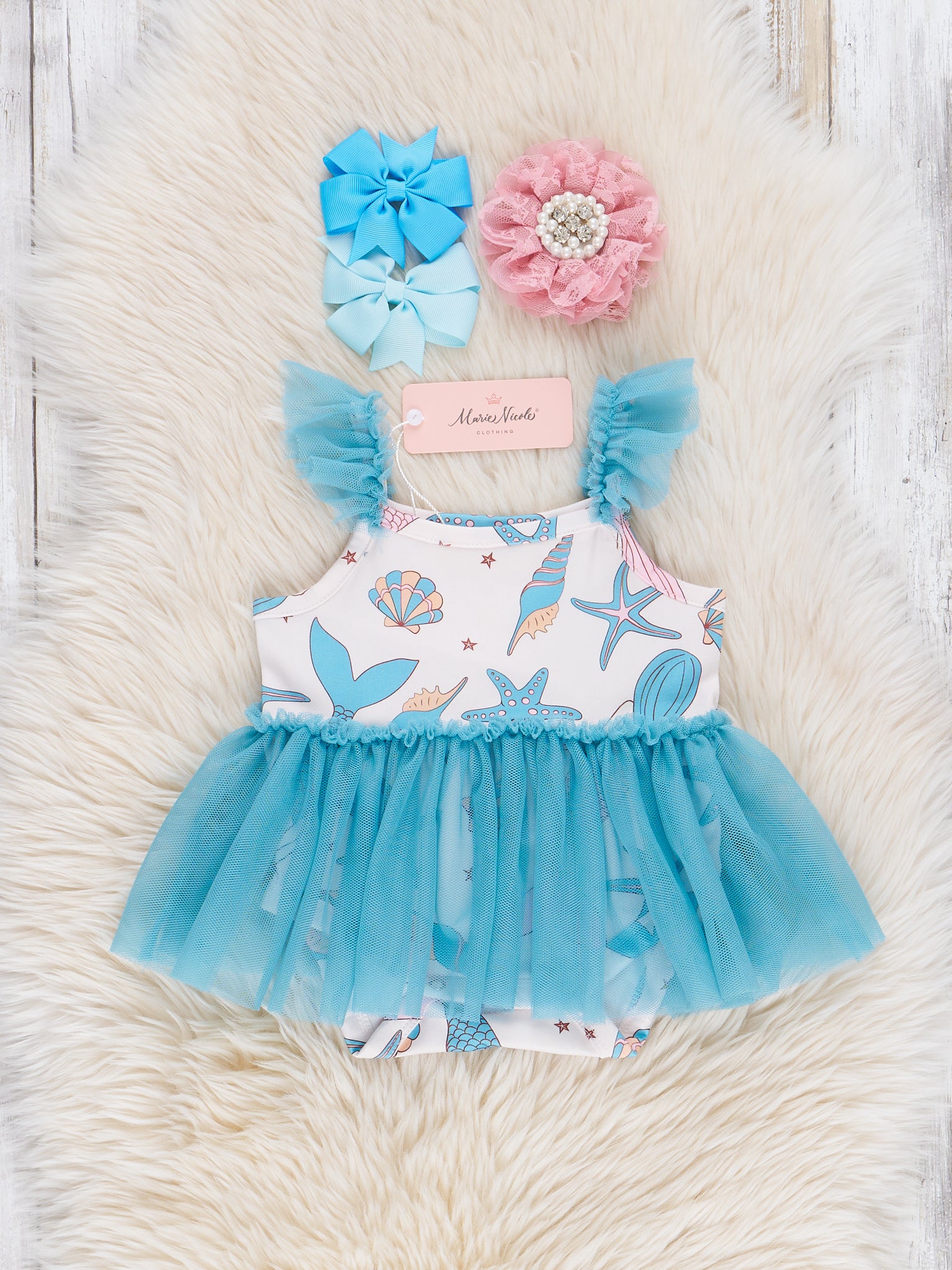 Mermaids & Seashells Bubble Romper - Marie Nicole Clothing